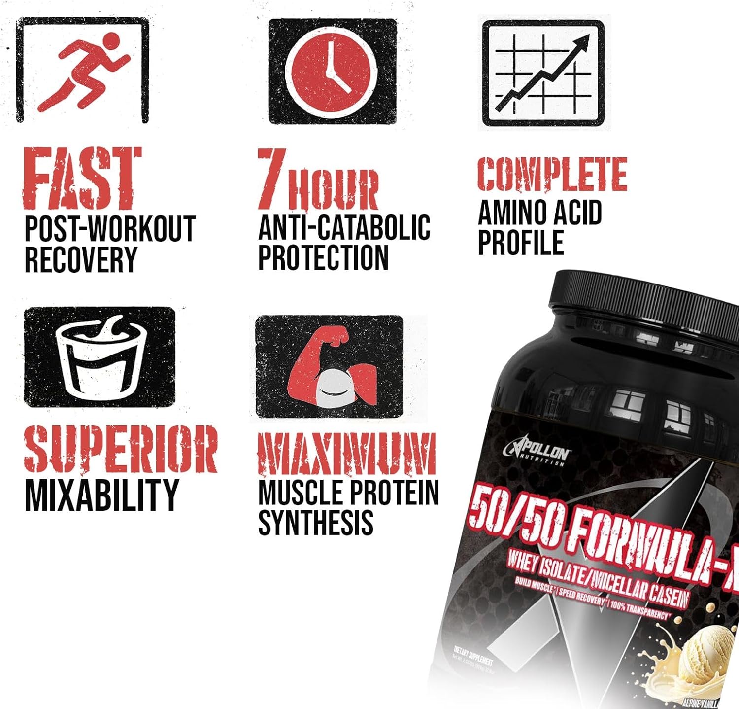 Alternative view of Apollon Nutrition 50/50 Formula-X | Whey Isolate and Casein Protein | 2 lb (Dubai Chocolate)