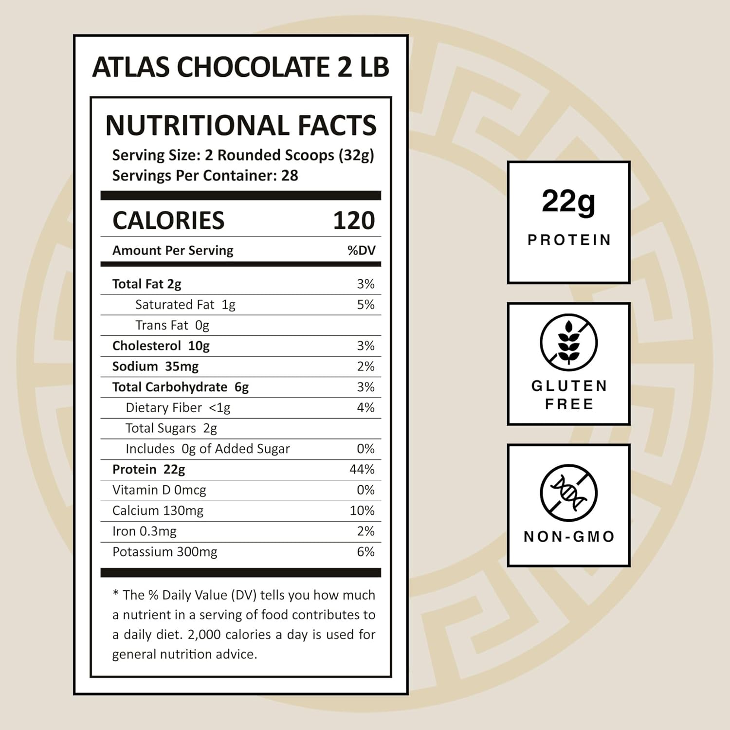 Mt. Athos Performance Atlas Chocolate Protein Powder | Goat Milk Whey with Casein Protein | 22 g Protein per Serving | Chocolate | 28 Servings