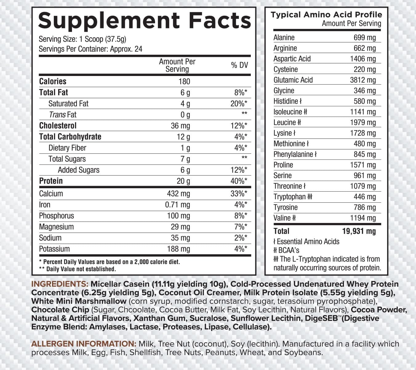 Alternative view of Core Nutritionals Pudd'n, Decadent Protein Pudding Mix, Full Disclosure Casein Blend, Sustained Release, 20G Protein, 27 Servings (Rocky Road, 2 lb)