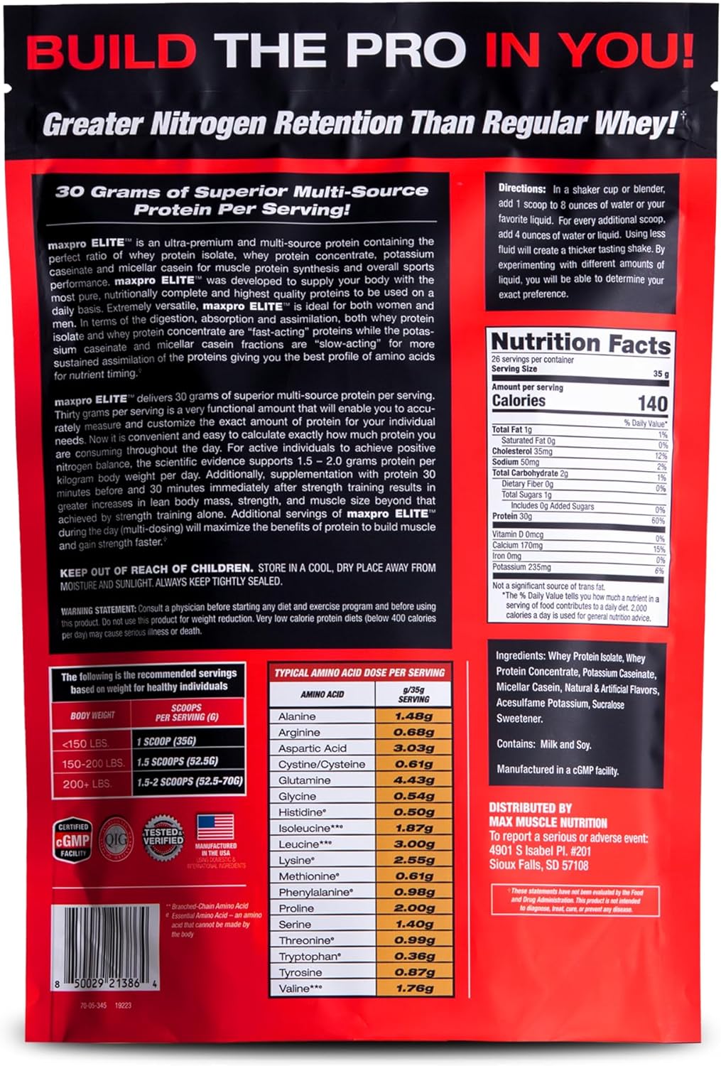 Alternative view of Max Muscle Maxpro Elite Premium Multi-Sourced 30g Whey Protein | Micellar Casein Cold Filtered Whey Isolate Protein Concentrate | Promotes Muscle Growth, Strength and Recovery (2lb) (Café Latte, 2lb)