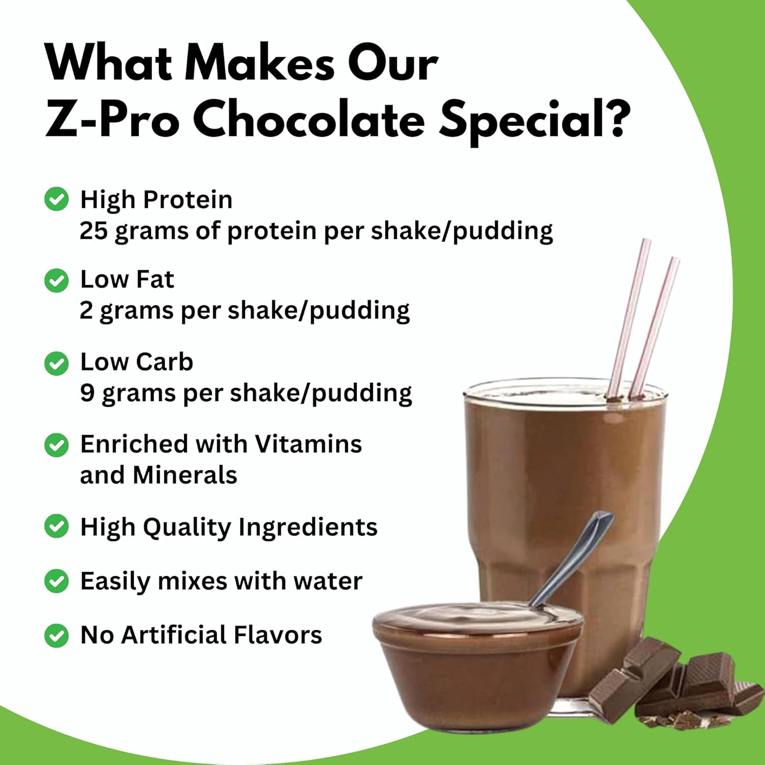 Alternative view of Z-Pro25 Protein Powder, 23.7 oz, 16 Servings u2013 25g Casein & Whey Blend u2013 Low-Carb, High-Protein Meal Replacement Shake u2013 Muscle Recovery & Weight Management - 21 Vitamins & Minerals u2013 Chocolate