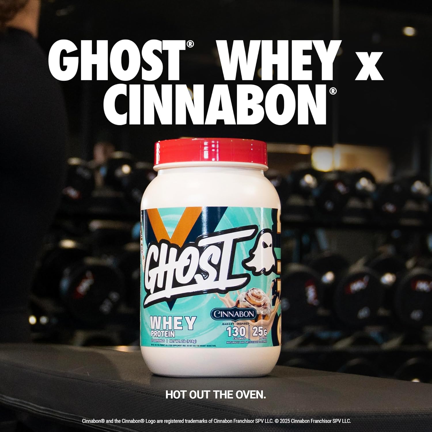 GHOST Whey Protein Powder, Cinnabon - 2LB, 25G of Protein - Cinnamon Roll Flavored Isolate, Concentrate & Hydrolyzed Whey Protein Blend - Post Workout Shakes - Soy & Gluten Free
