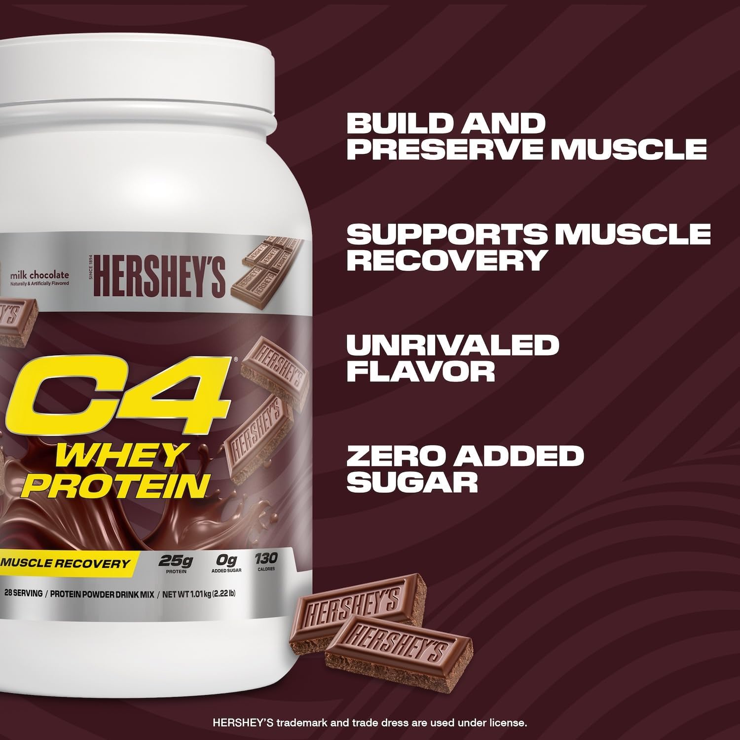 Alternative view of Cellucor C4 Whey Protein Powder, Hershey's Chocolate - 25g Protein, 0g Added Sugar, 130 Calories Per Serving, Supports Muscle Recovery, 28 Servings, Premium Whey for Post-Workout