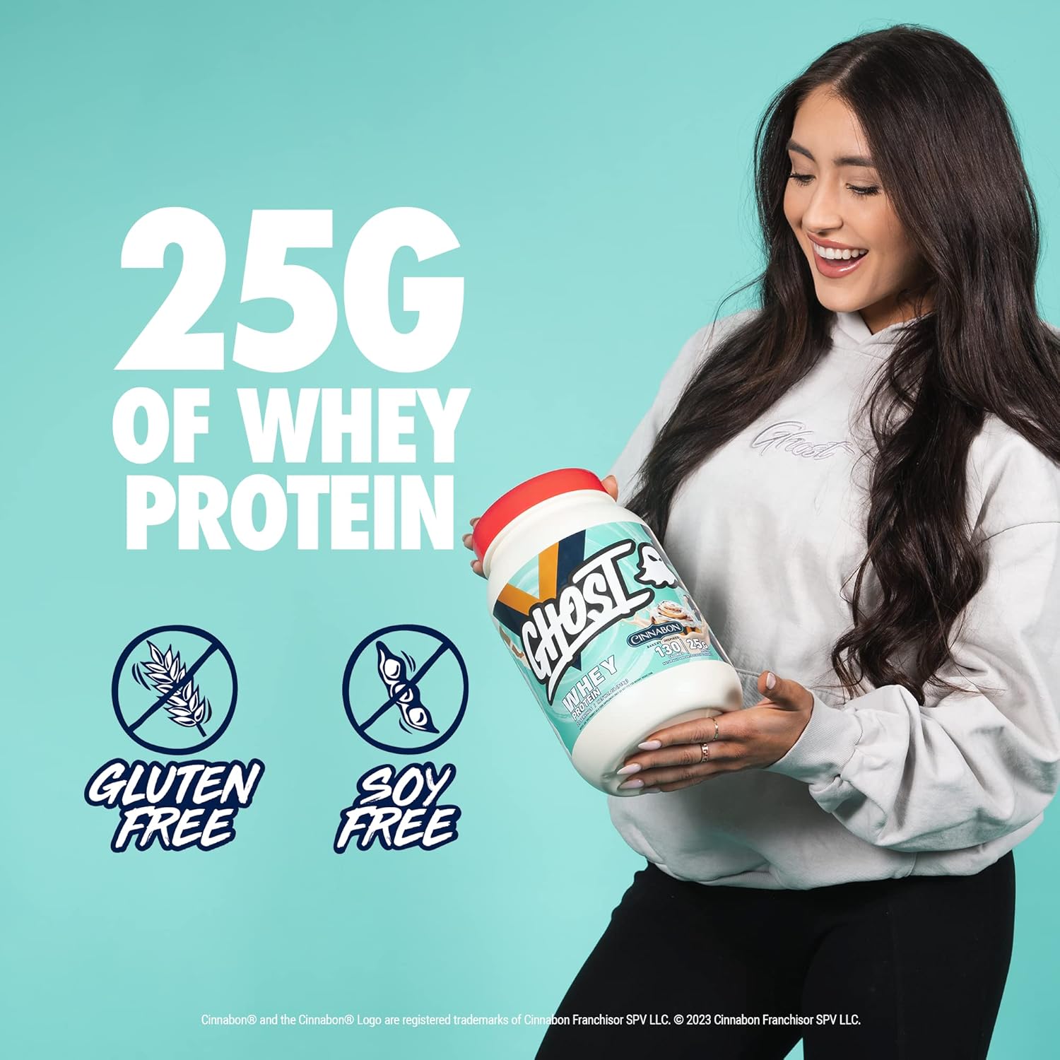 Alternative view of GHOST Whey Protein Powder, Cinnabon - 2LB, 25G of Protein - Cinnamon Roll Flavored Isolate, Concentrate & Hydrolyzed Whey Protein Blend - Post Workout Shakes - Soy & Gluten Free
