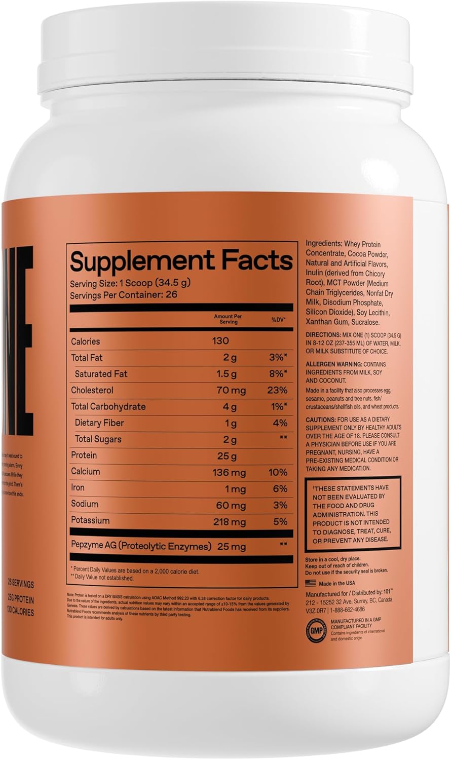 Alternative view of ONE OF ONE Whey Protein Powder u2013 25g Whey Protein Concentrate with Digestive Enzymes, Gluten Free, Low Carb, Post-Workout Recovery u2013 Milk Chocolate Flavor, 2lb