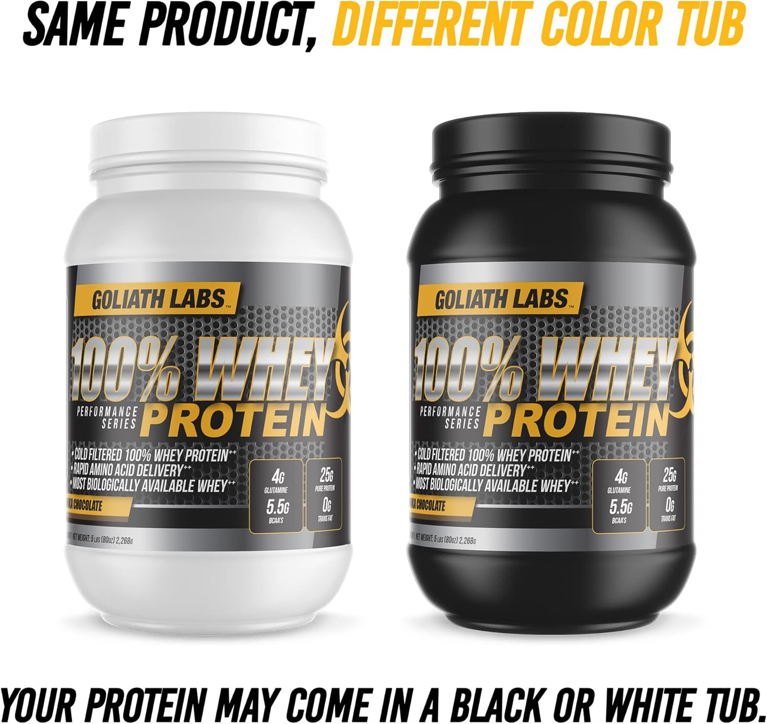 Goliath Labs 100% Whey Protein Powder Isolate/Blend | Fast-Absorbing Workout Supplements | 25g of Pure Protein and 5.5g of BCAAs in Each Serv | Vanilla, 5 lbs, 68 Servings | Package May Vary