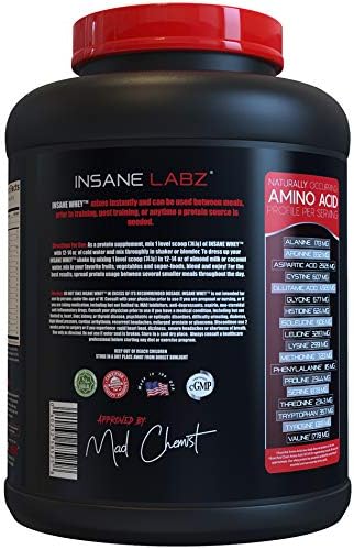 Alternative view of Insane Labz Insane Whey,100% Muscle Building Whey Protein, Post Workout, BCAA Amino Profile, Mass Gainer, Meal Replacement, 5lbs, 60 Srvgs, (Chocolate)