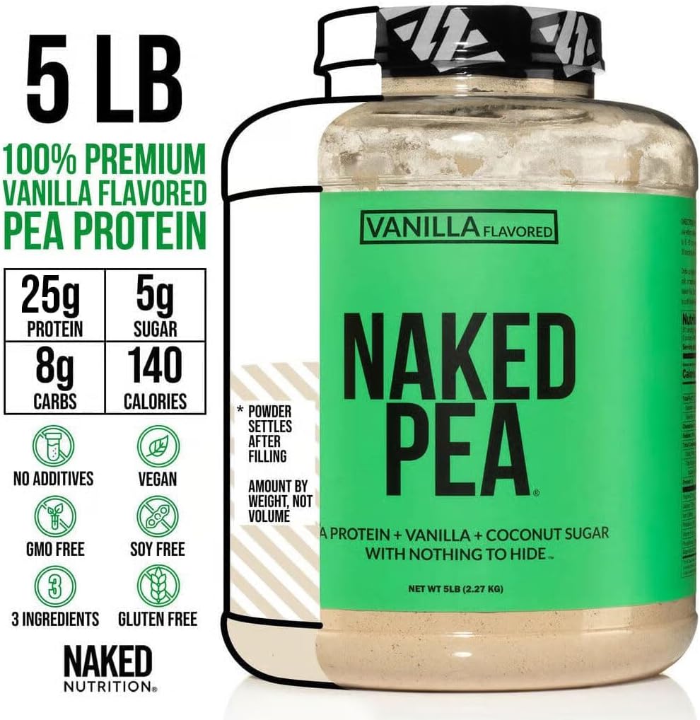Alternative view of NAKED Pea - Vanilla Pea Protein - Pea Protein Isolate from North American Farms - 5lb Bulk, Plant Based, Vegetarian & Vegan Protein. Easy to Digest, Non-GMO, Gluten Free, Lactose Free, Soy Free