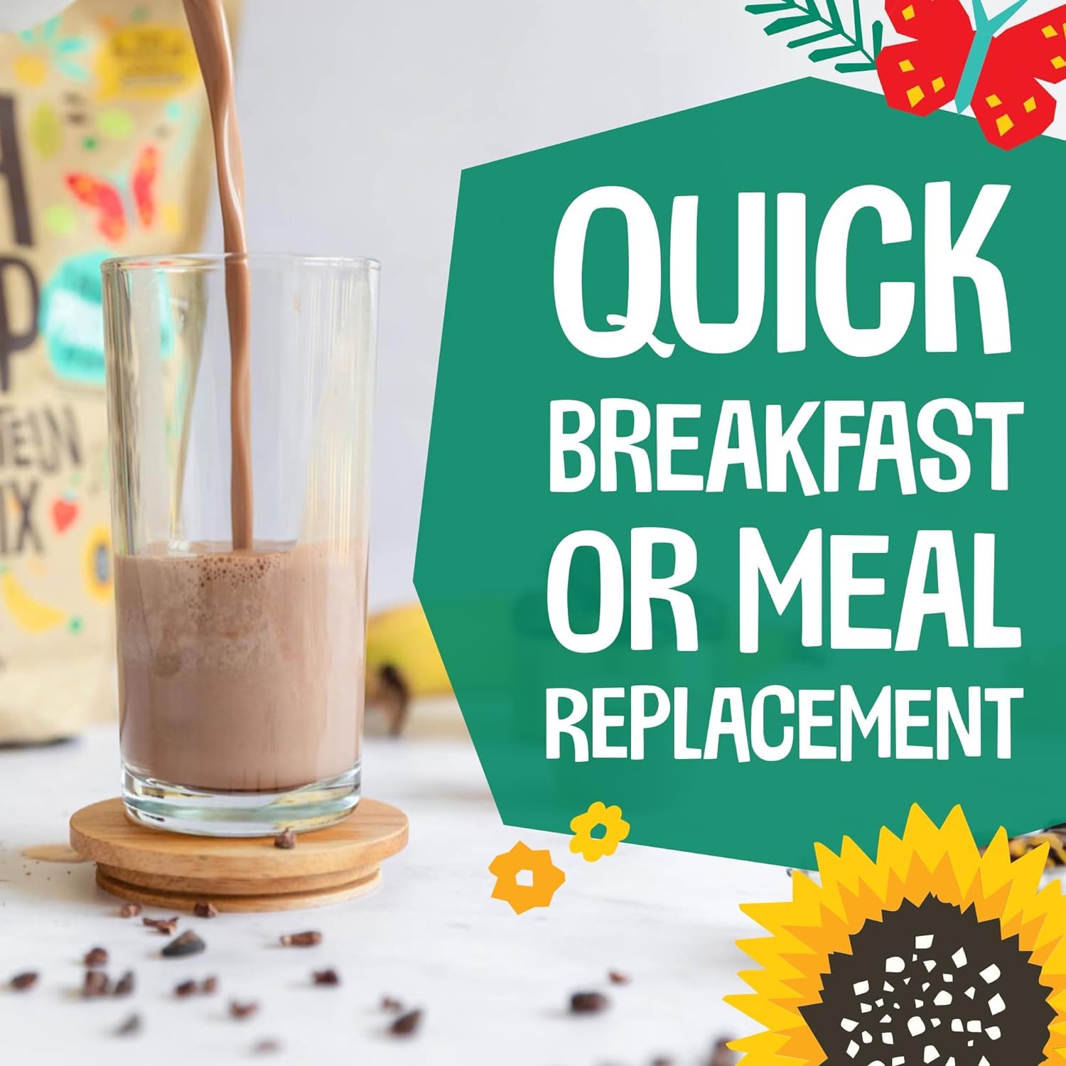 Alternative view of EarthChimp Organic Vegan Protein Powder - with Probiotics - Non GMO, Dairy Free, Non Whey, Plant Based Protein Powder for Women and Men, Gluten Free - 26 Servings 32 Oz (Vanilla)