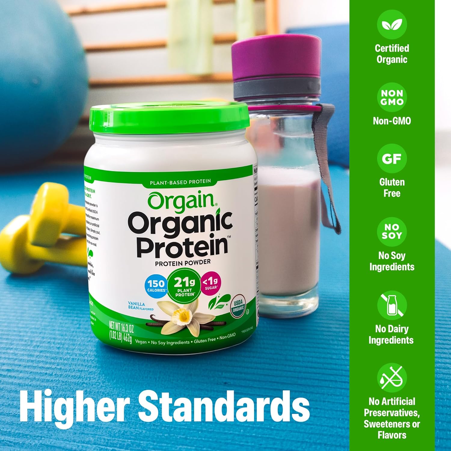 Alternative view of Orgain Organic Vegan Protein Powder, Vanilla Bean - 21g Plant Based Protein, 4g Prebiotic Fiber, No Lactose Ingredients, No Added Sugar, Non-GMO, For Shakes & Smoothies, 1.02 lb (Packaging May Vary)