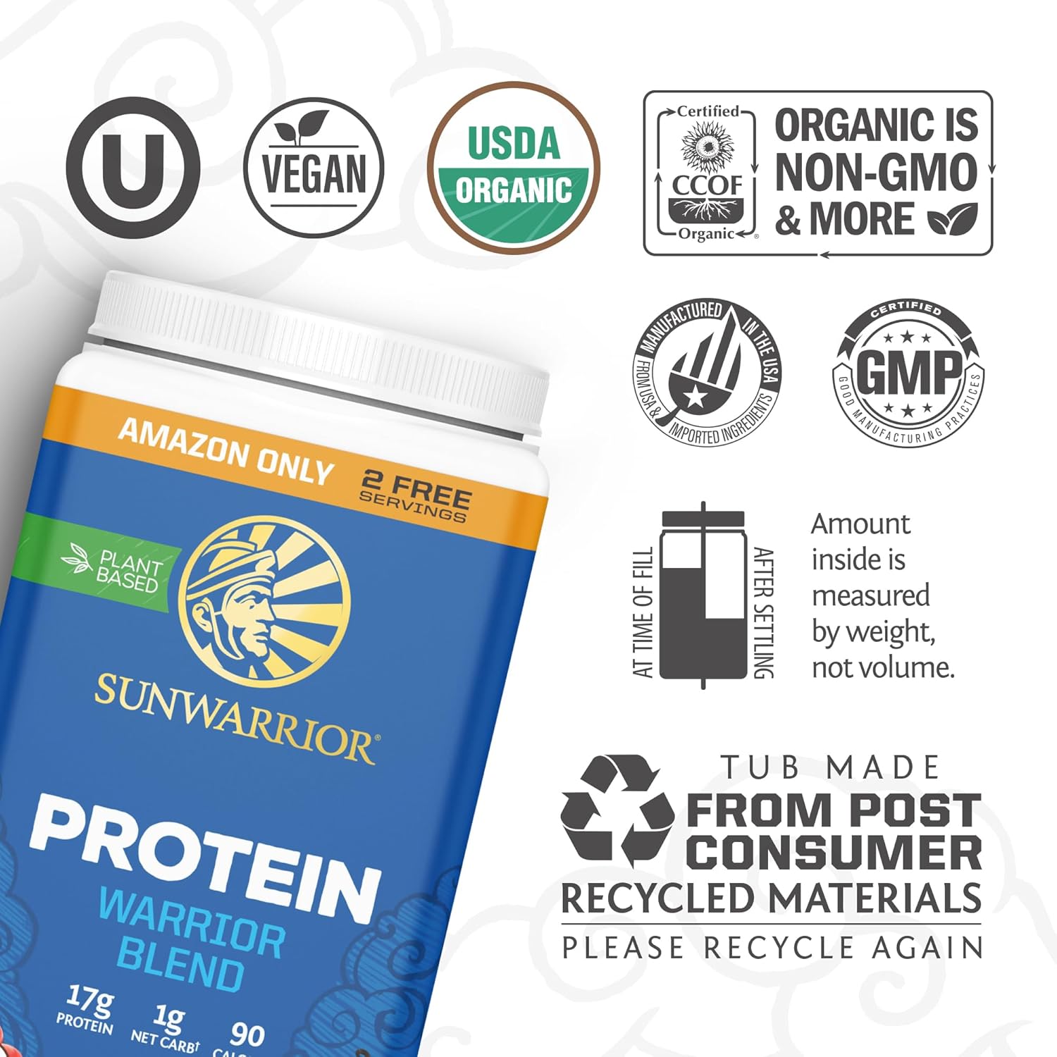 Alternative view of Organic Plant Based Protein Powder | Vegan Organic Protein Powder Vanilla Flavored with BCAA Amino Acids & Hemp Seed Pea Blend | Non-GMO Soy Dairy Filler & Gluten Free (Vanilla, 32 Servings)
