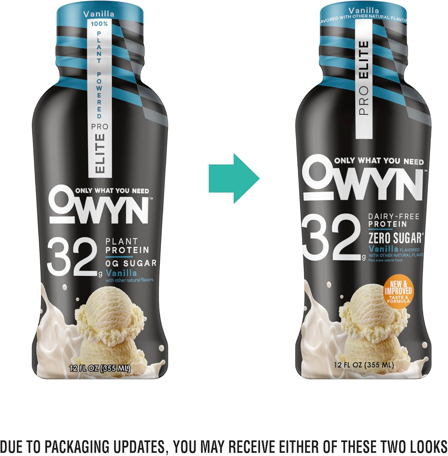 OWYN Only What You Need Pro Elite Vegan Plant Based High Protein Shake, Vanilla, 12 Pack, 32g Protein, Amino Acids, Prebiotics, Omega-3, Workout and Recovery, 0g Net Carbs, Zero Sugar, Keto