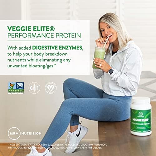 Alternative view of MRM Nutrition Veggie Elite Performance Protein | Vanilla Bean | Plant-Based Protein Powder with BCAAs | Vegan + Gluten-Free | Easy to Digest | 30 Servings