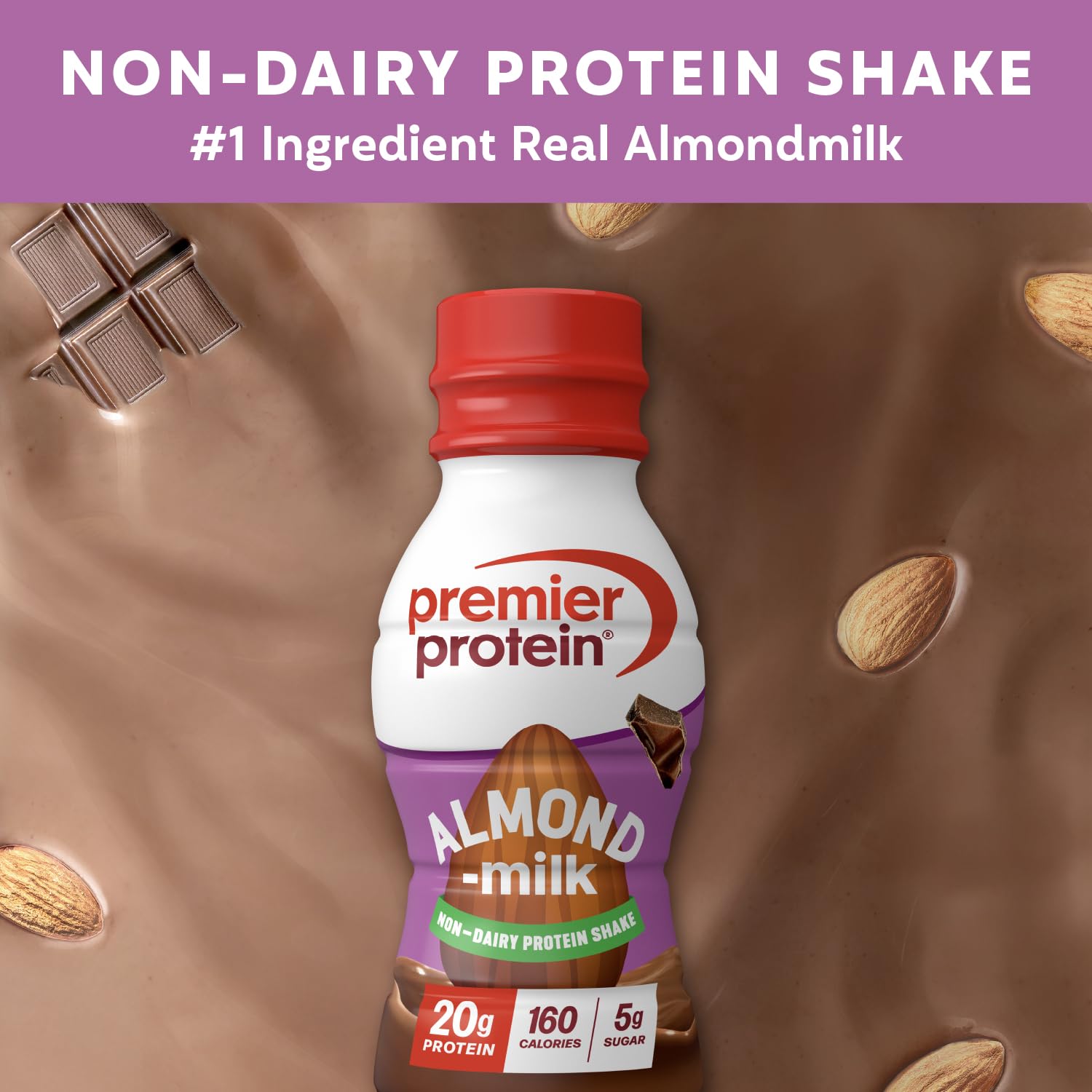 Alternative view of Premier Protein Almondmilk Plant Based Protein Shake, 20g Protein, 5g Sugar, 11.5 Fl oz, Chocolate, 12 Count