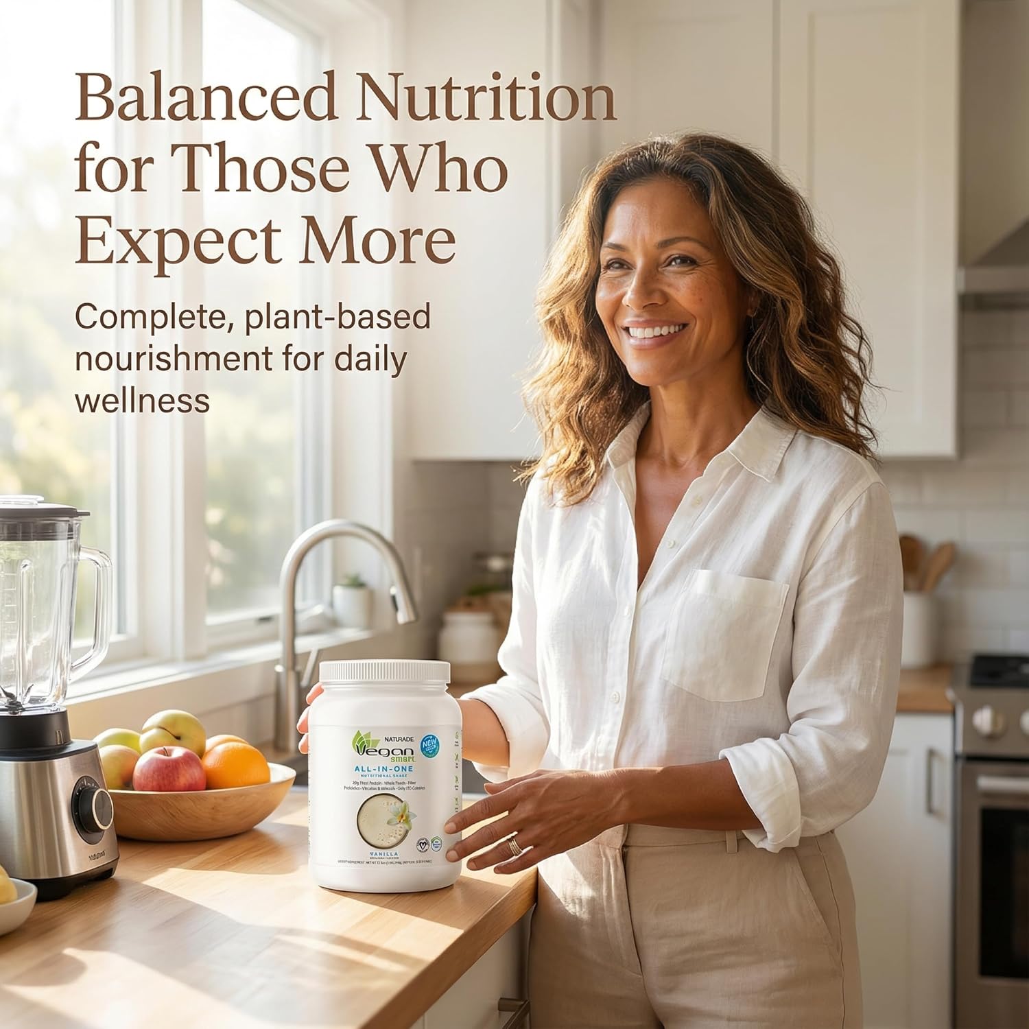 Alternative view of Vegansmart Naturade All-in-One Plant-Based Shake u2013 Low Sugar Nutrition with Protein, Fiber, Vitamins & Minerals, Supports Balanced Energy & Wellness, Vanilla, Vegan - 22.75 oz