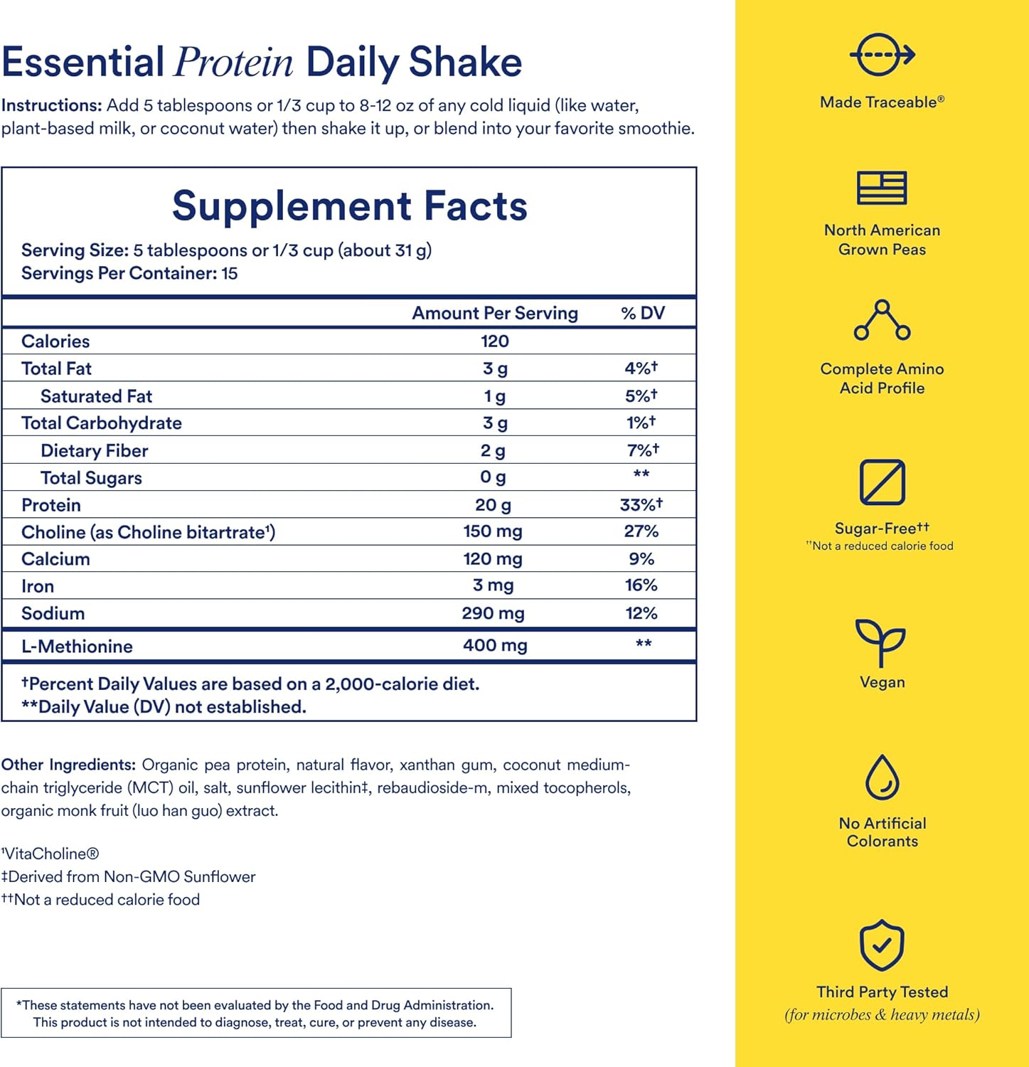 Alternative view of Ritual Pea Protein Powder with BCAA: 20g Organic Vegan Plant-Based Protein from Regenerative Farms in North America, Complete Amino Acid Profile, Gluten Free, Sugar Freeu2021, Dairy Free, Vanilla, 1 Lbs