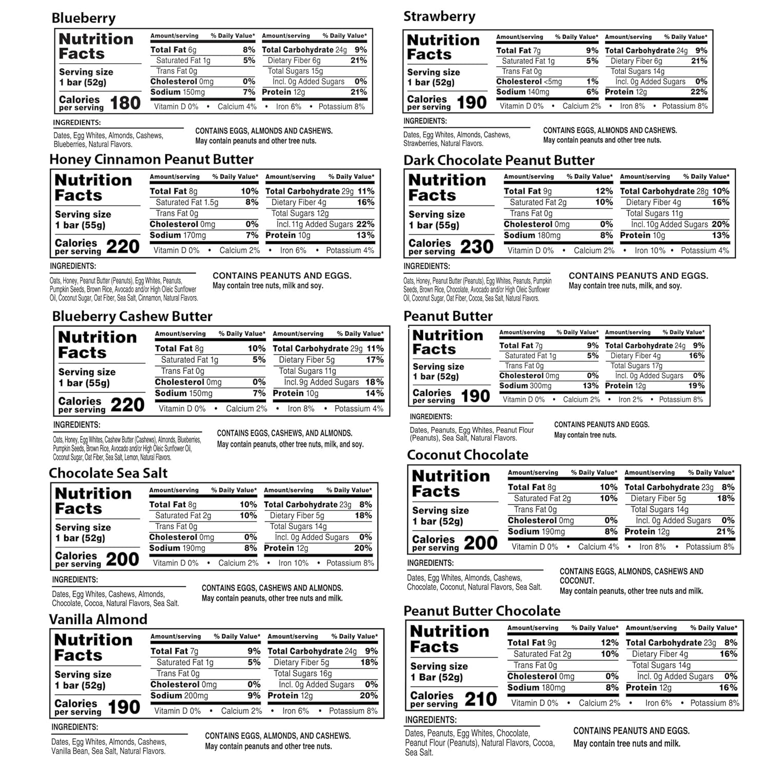 RXBAR Protein Bars, Snack Bars, Variety Pack (10 Count)