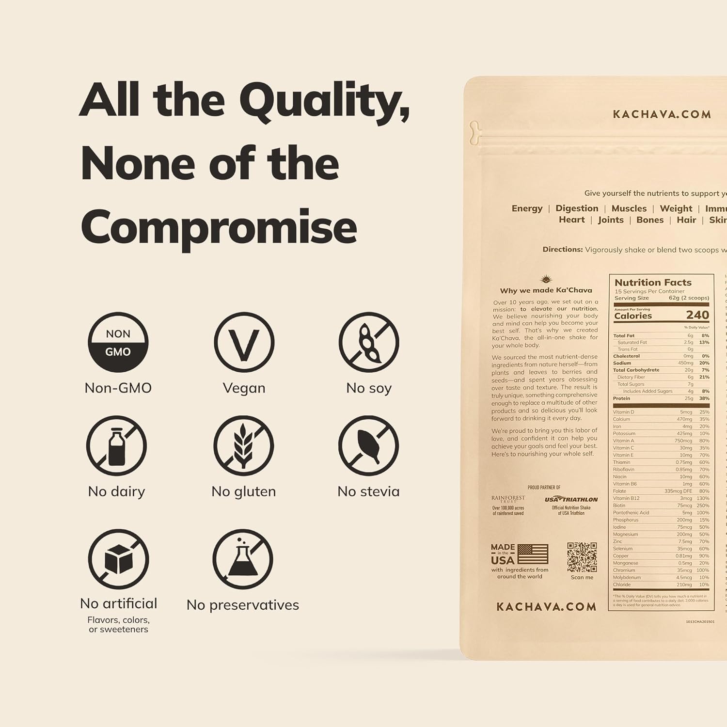 Alternative view of Kau2019Chava Whole Body Meal Shake Vanilla 2 lb u2013 Vegan Protein Powder with 85+ Superfoods & Greens u2013 Plant-Based Meal Replacement with Probiotics & Digestive Enzymes u2013 Gluten & Dairy Free (15 Servings)