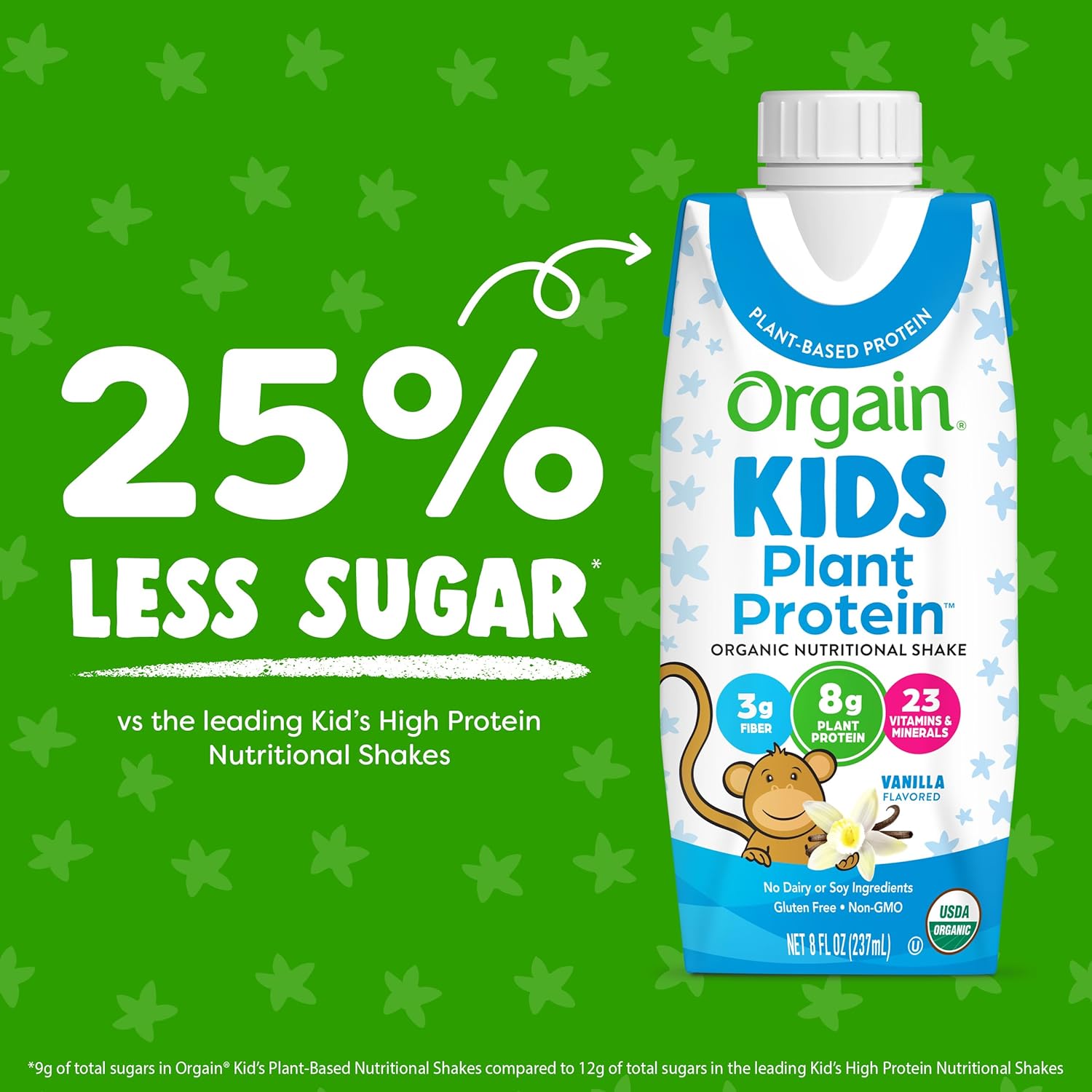 Alternative view of Orgain Organic Kids Nutritional Vegan Protein Shake, Vanilla - Healthy Kids Snacks, 8g Plant Protein, 3g Fiber, 23 Vitamins & Minerals, No Dairy & Soy, Non-GMO, 8 Fl Oz (12 Pack) Package May Vary