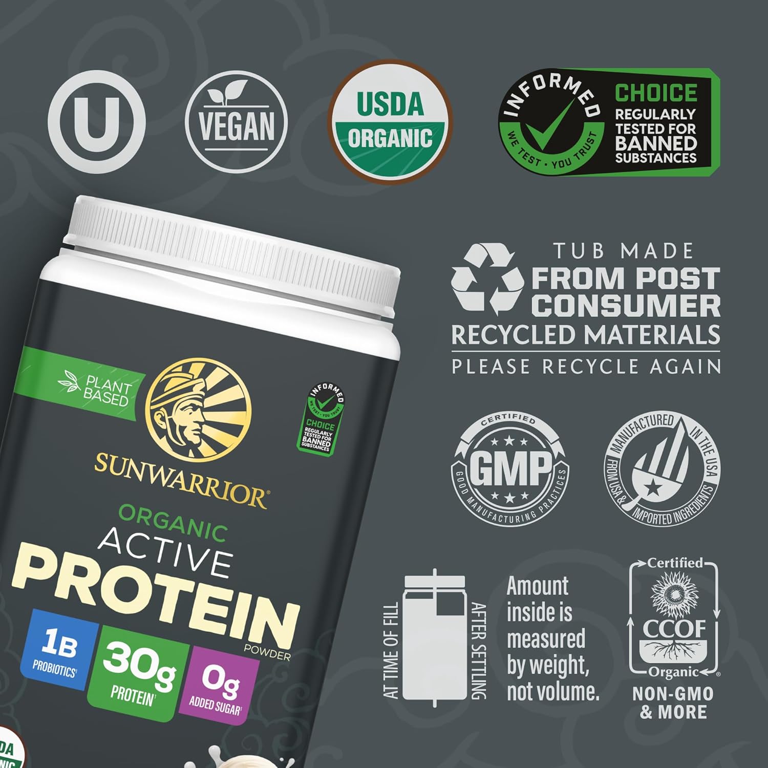 Alternative view of Sunwarrior Organic Plant Based Protein Powder | Vegan Organic Protein Powder with BCAA Amino Acids Plus Recovery Minerals & Botanicals | Non-GMO Soy Dairy & Gluten Free (Vanilla, 20 Servings)
