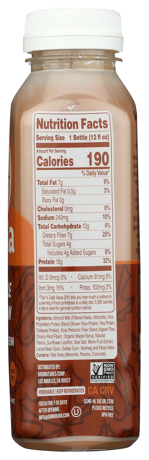 Alternative view of Koia Protein - Ready To Drink Plant Protein Shake (12 oz) - Maple Pecan - Dairy Free, Gluten Free, Soy Free, Non GMO, Kosher, Vegan