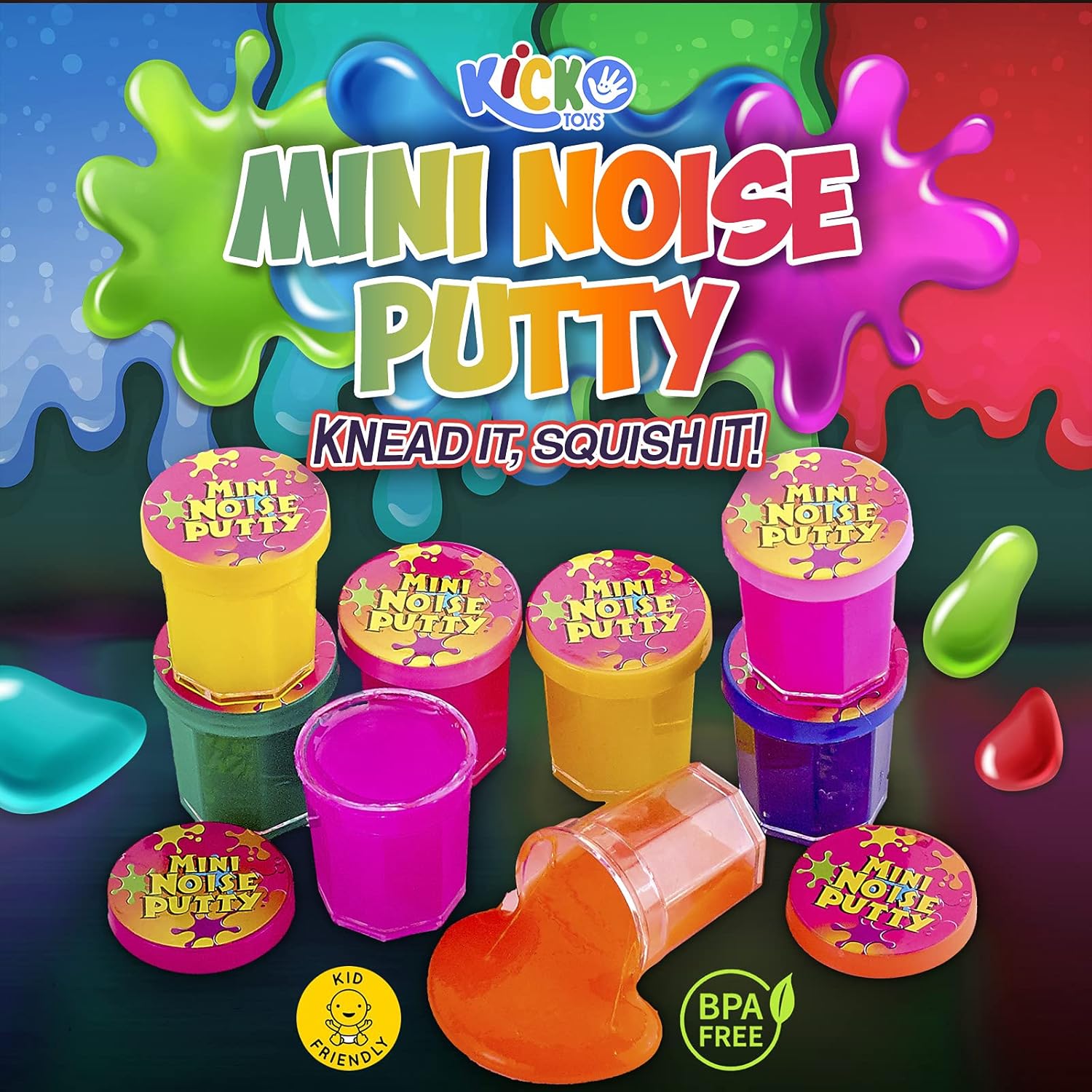 Alternative view of Kicko Mini Noise Putty Toys for Kids - Pack of 96 Slimes - Ideal for Sensory and Tactile Stimulation, Event Prize, Arts and Crafts, Easter Bag Stuffer, Slime Parties, Educational Game - Assorted Color