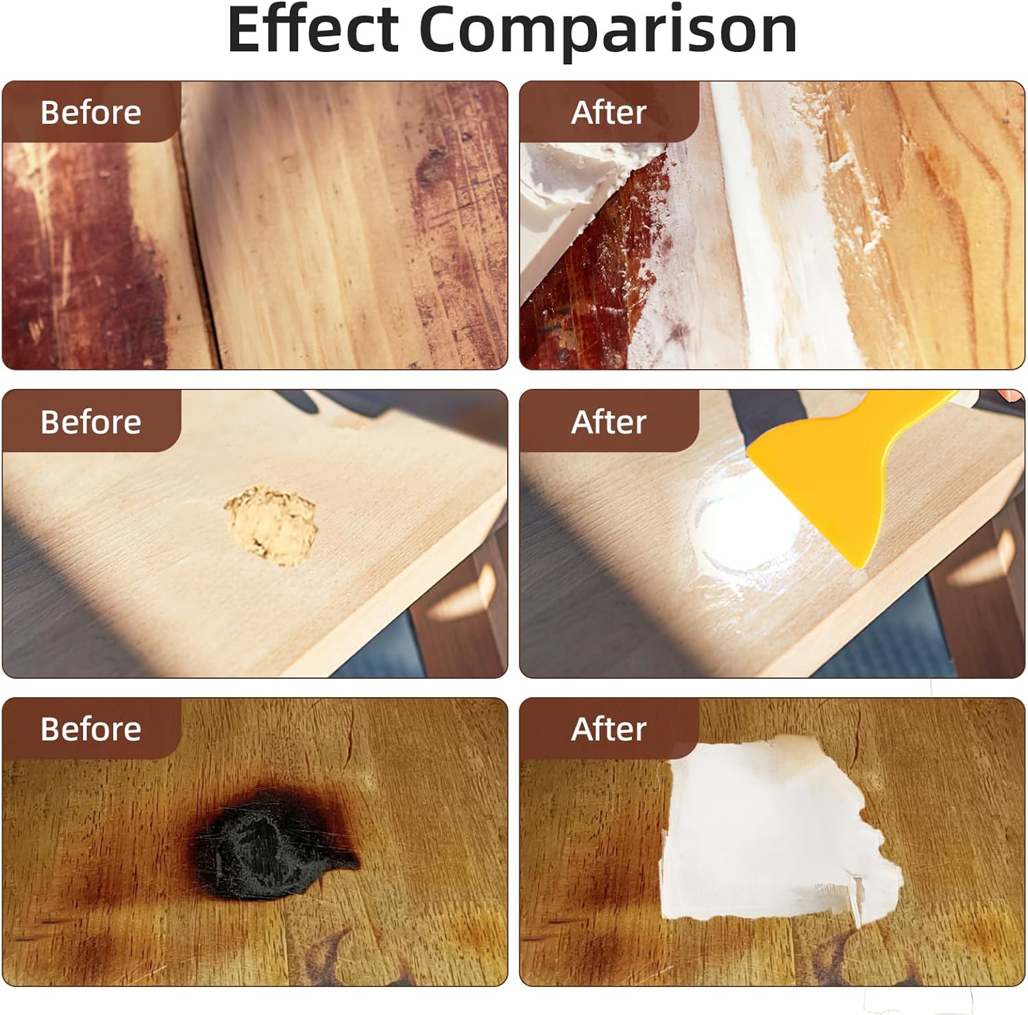 BONCART Wood Filler,Wood Putty,Wood Filler Paintable,Wood Repair Putty Stainable,9.87 Ounce White wood filler,Wood furniture repair kit,Quickly repair any broken and defective wooden furniture