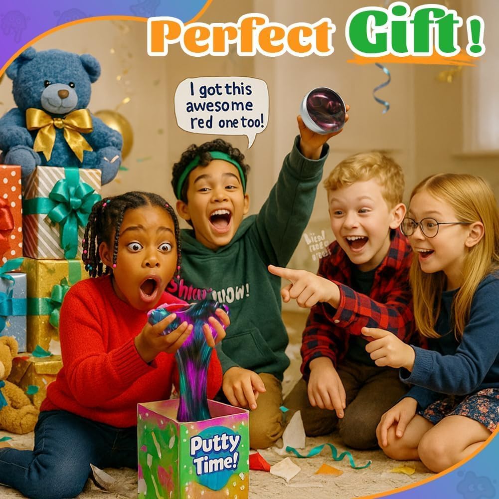 WATERELF Galaxy Putty Slime for Kids, Fidget Sensory Artistic Therapy Putty Toys for Boys Girls Adults, Stress Relief Non-Sticky, 3.11 Inch 3.2 Oz u2013 Green Purple
