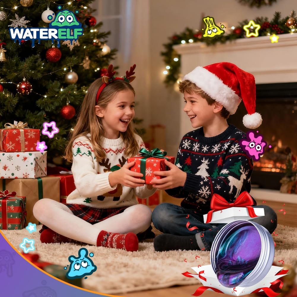 Alternative view of WATERELF Galaxy Putty Slime for Kids, Fidget Sensory Artistic Therapy Putty Toys for Boys Girls Adults, Stress Relief Non-Sticky, 3.11 Inch 3.2 Oz u2013 Green Purple