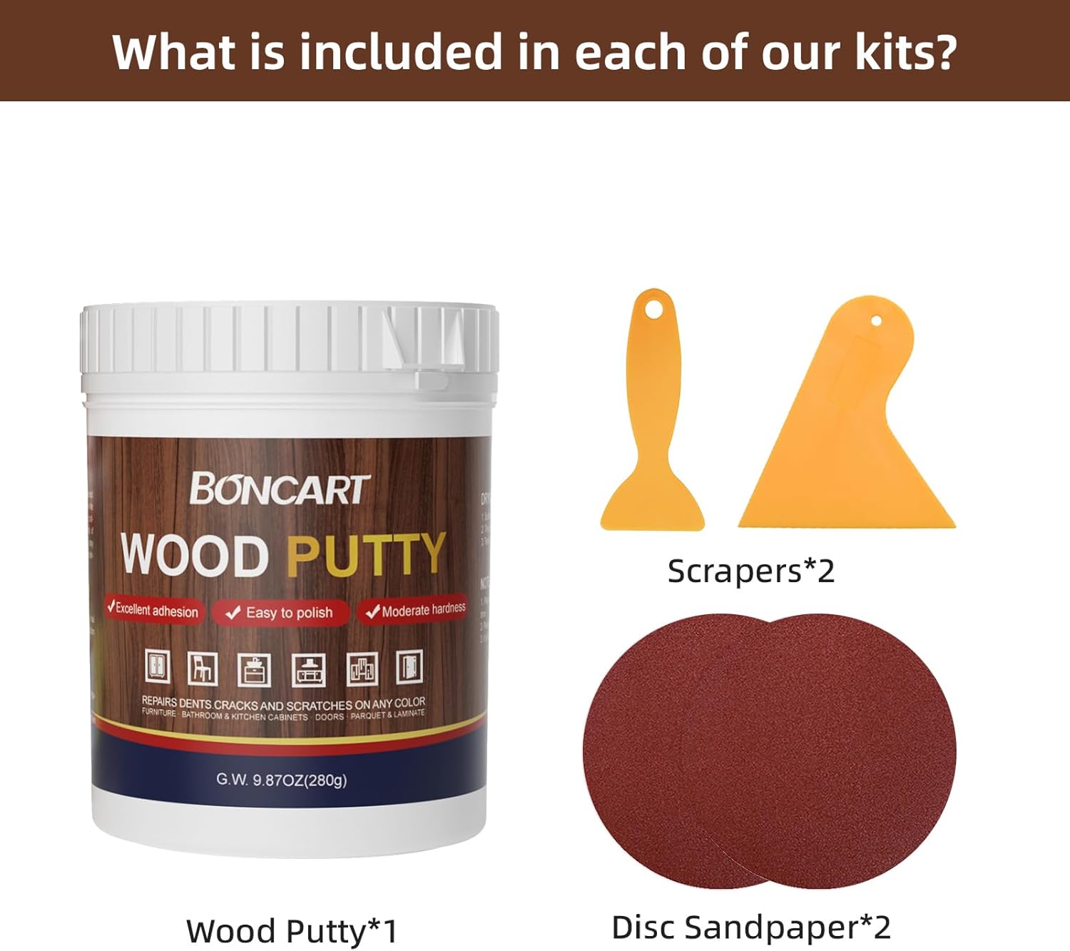 BONCART Wood Filler,Wood Putty,Wood Filler Paintable,Wood Repair Putty Stainable,9.87 Ounce White wood filler,Wood furniture repair kit,Quickly repair any broken and defective wooden furniture - Image 5