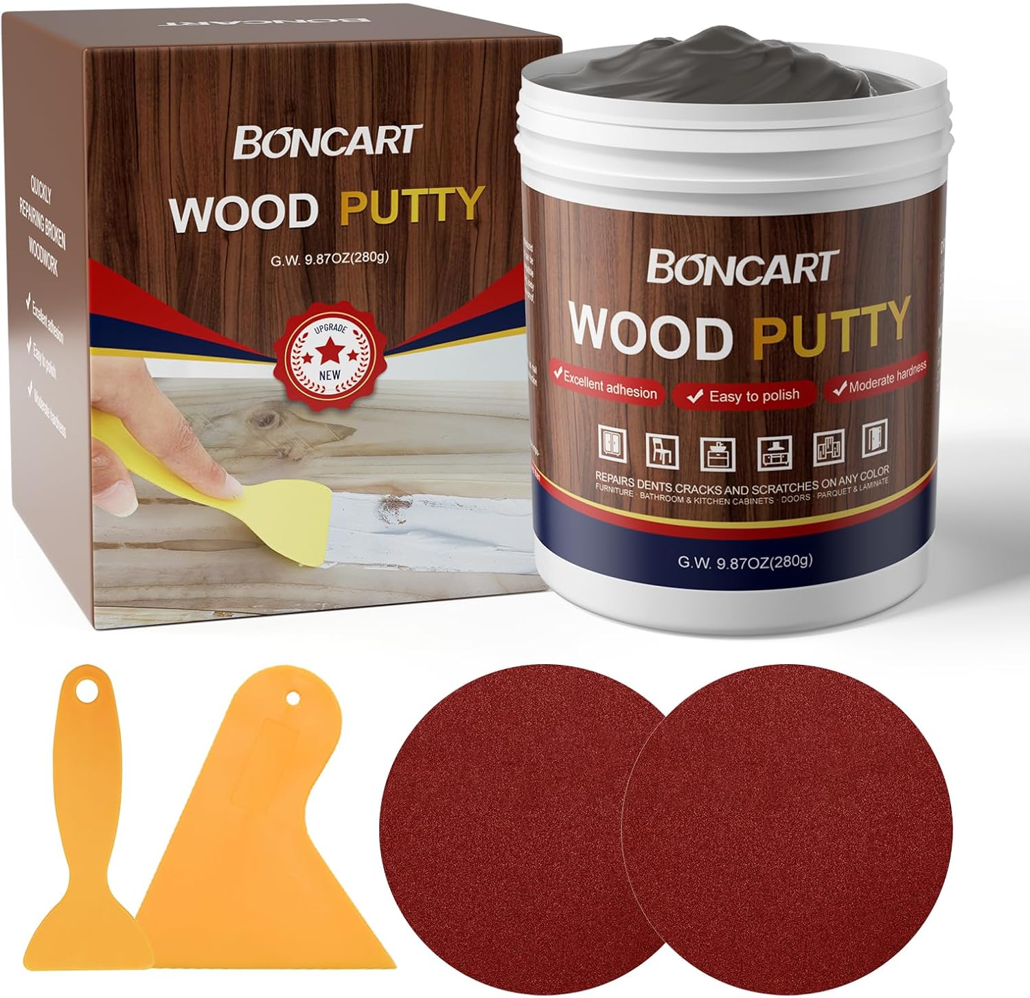 BONCART Wood Filler,Wood Putty,Wood Filler Paintable,Wood Repair Putty Stainable,9.87 Ounce White wood filler,Wood furniture repair kit,Quickly repair any broken and defective wooden furniture - Image 6