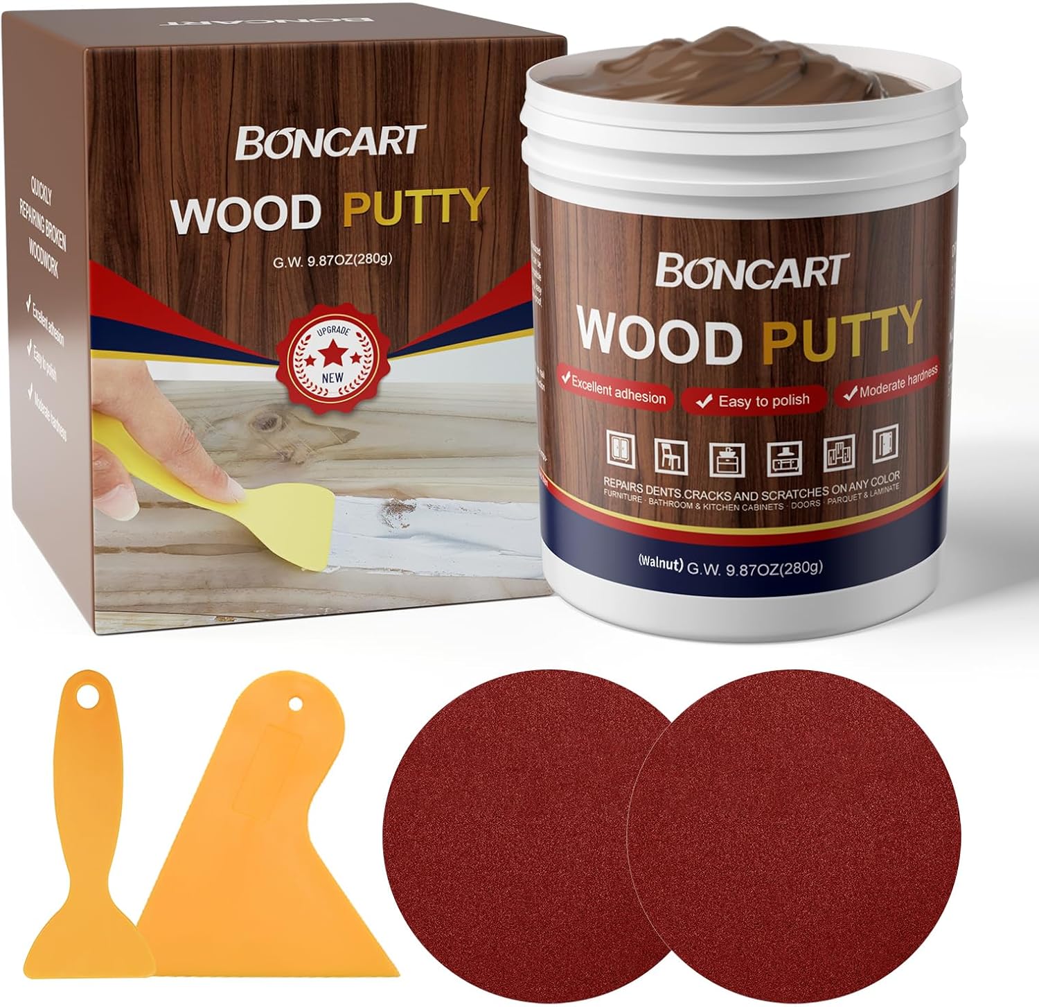 BONCART Wood Filler,Wood Putty,Wood Filler Paintable,Wood Repair Putty Stainable,9.87 Ounce White wood filler,Wood furniture repair kit,Quickly repair any broken and defective wooden furniture - Image 7
