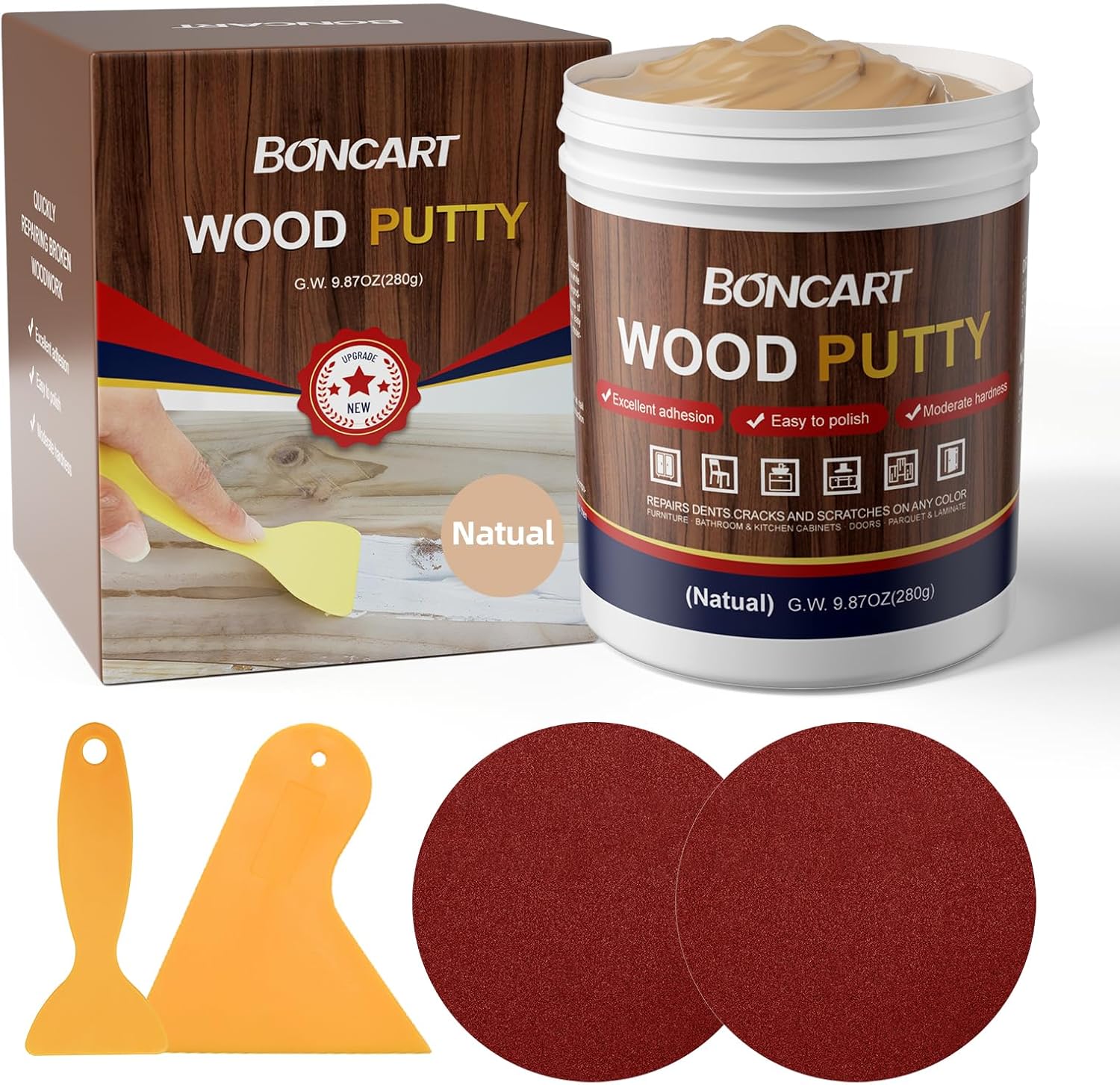 BONCART Wood Filler,Wood Putty,Wood Filler Paintable,Wood Repair Putty Stainable,9.87 Ounce White wood filler,Wood furniture repair kit,Quickly repair any broken and defective wooden furniture - Image 8