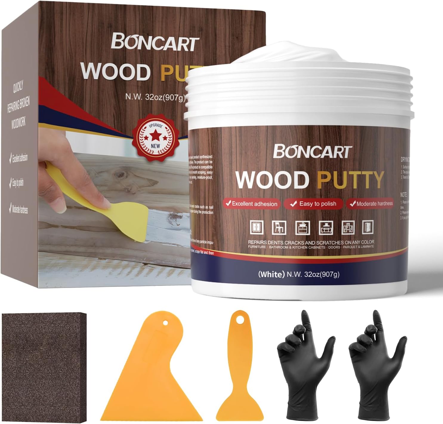 BONCART Wood Filler,Wood Putty,Wood Filler Paintable,Wood Repair Putty Stainable,9.87 Ounce White wood filler,Wood furniture repair kit,Quickly repair any broken and defective wooden furniture - Image 9