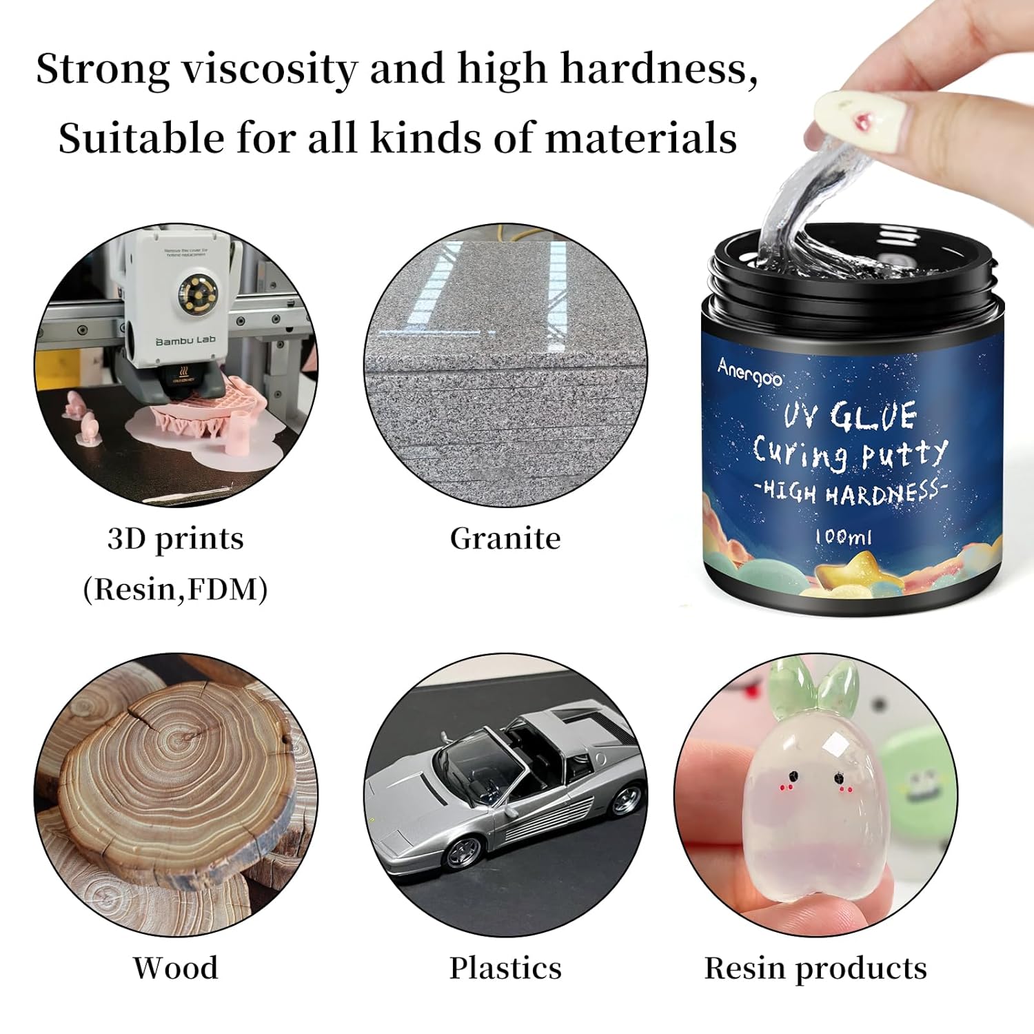 Alternative view of Anergoo UV Light Curing Putty Uv Resin Uv Clay for Model Kit Repairs & Detailing Multi-Purpose Adhesive High Hardness Quick-Curing for Crafts, Repair, Nails, 3D Print Fixes 100g