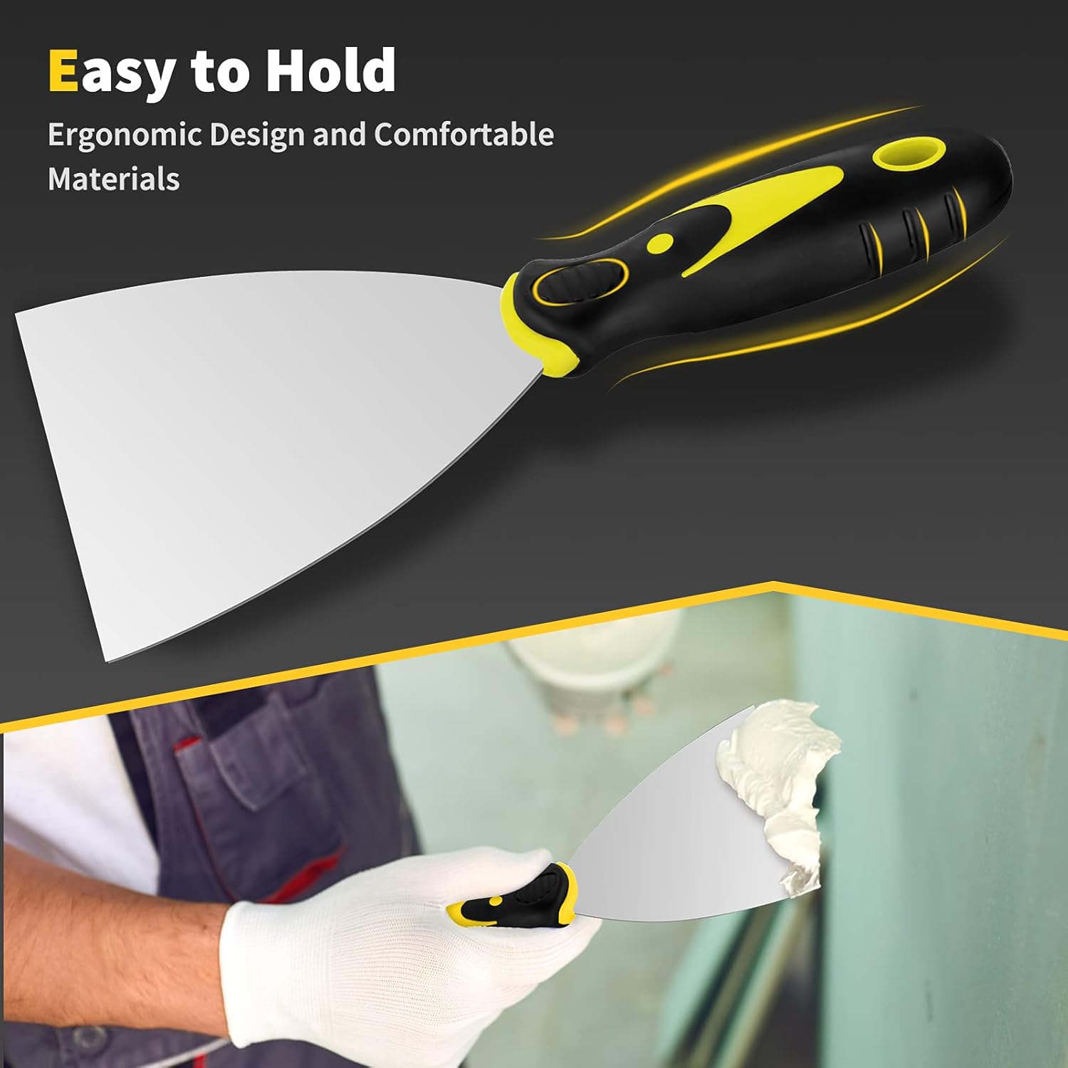 Alternative view of Putty Knife, 4Pcs Spackle Knife Set (2, 3, 4, 5 in), Stainless Steel Paint Scraper, Taping Knife Tool for Repairing Drywall, Removing Wallpaper, Applying Putty, Plaster, Cement, Adhesive