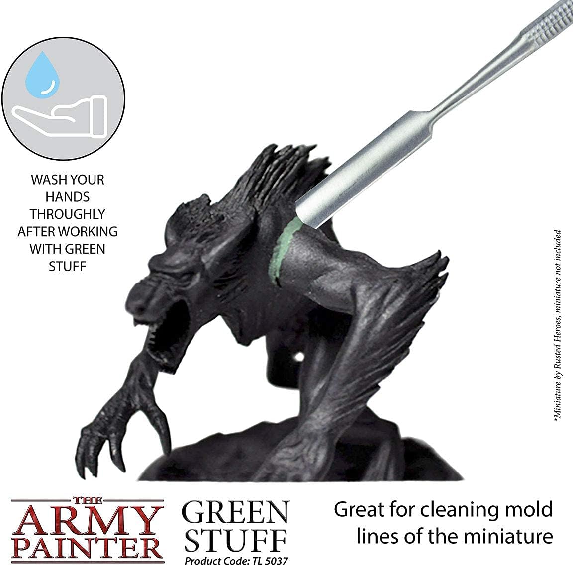 The Army Painter Green Stuff, 2 Part Modelling Clay, 20cm, Mouldable Model Putty Modelling Compound for Miniatures, Easy-to-Knead Green Putty Epoxy Clay for Sculpting - Image 4