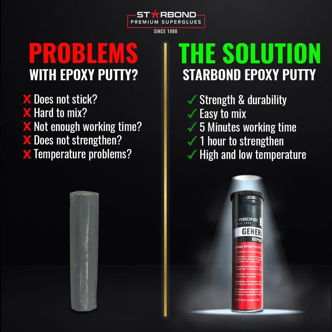 STARBOND 2 oz. Black Epoxy Putty Stick u2013 All Purpose, BPA-Free Epoxy Repair Putty u2013 Rock-Hard Cure for Automotive, Plumbing, Woodworking & DIY Projects - Image 6