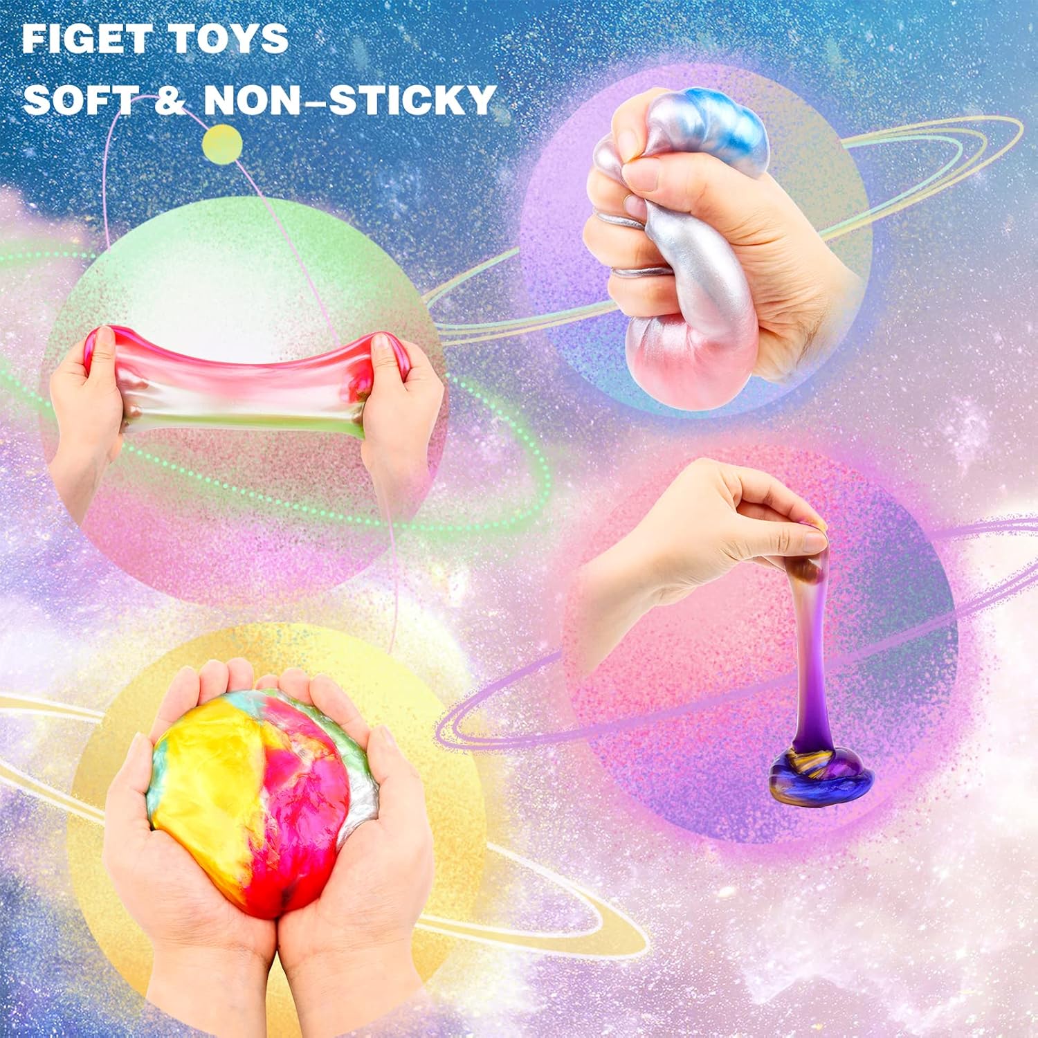 4 Pack Galaxy Slime Kit,Party Favors for Kids, Non Sticky,Wet,Stress & Anxiety Relief,Slime Bulk for Boys Girl,Cute Stuffers,Super Soft Sludge Toy - Image 3
