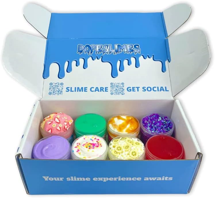 Slime Texture Sampler Pack (8 x 2.5oz) - Variety Textured Slime - Handmade in USA - Dope Slimes