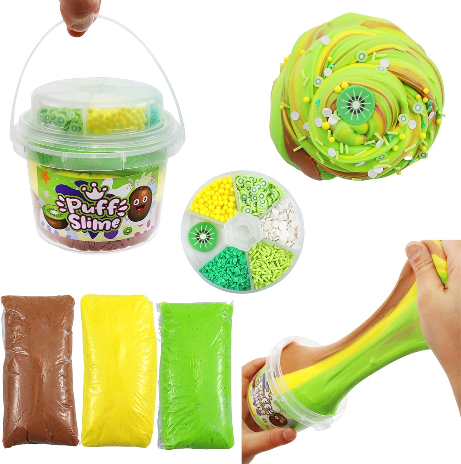 Alternative view of Soft Puff Slime Like ice Cream,Non-Sticky, Mess-Free, Stress Relief, Non-Toxic&100% Safe-Toys for Kids Classroom Reward, Boys and Girls Birthday & Party Favors Gifts,Scented,ASMR-Kiwi Fruit