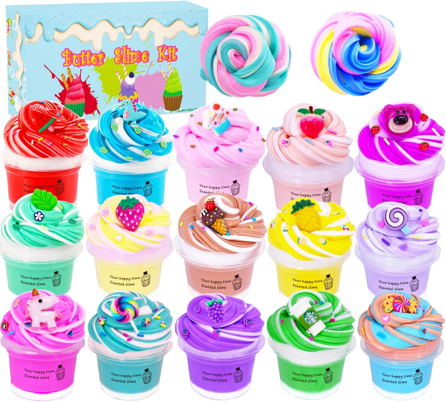 15 Packs Mixed Cloud Galaxy Butter Slime Kit,Non Sticky,Super Soft Sludge Toy,Birthday Gifts for Kids,Party Favor for Girls & Boys - Image 7