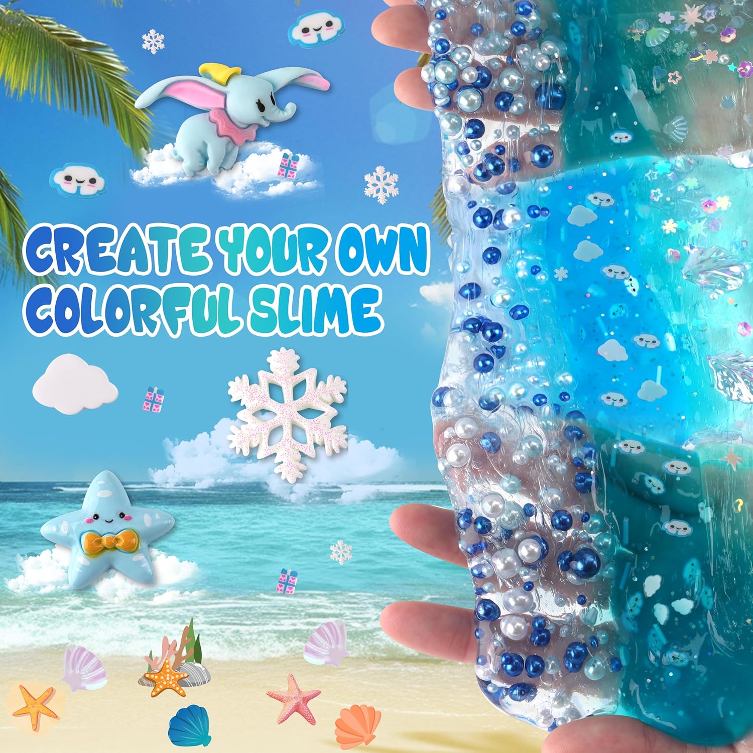 Alternative view of 3 x 100mL Blue Slime Kit for Girls & Boys: Includes Clear, Water & Crunchy Slime, Sensory Experience DIY Slimes Set, Slimes Party Favors for Kids Birthday Easter Halloween Teens Gift