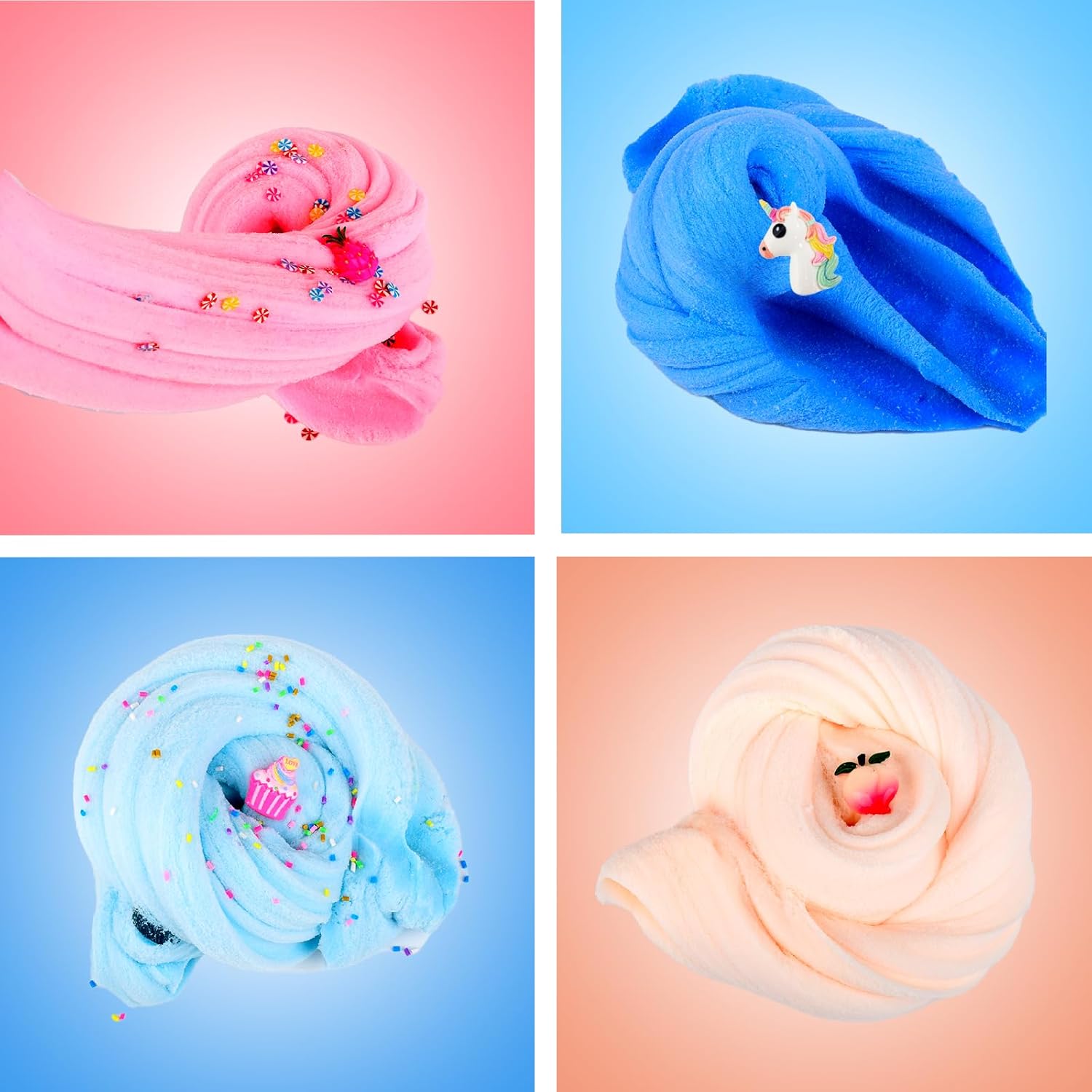 4 Pack Cloud Slime Kit, Soft and Non-Sticky Slime Kit, Girls and Boys Stress Relief Toy for Kids Education, Party Favor, Birthday Gift