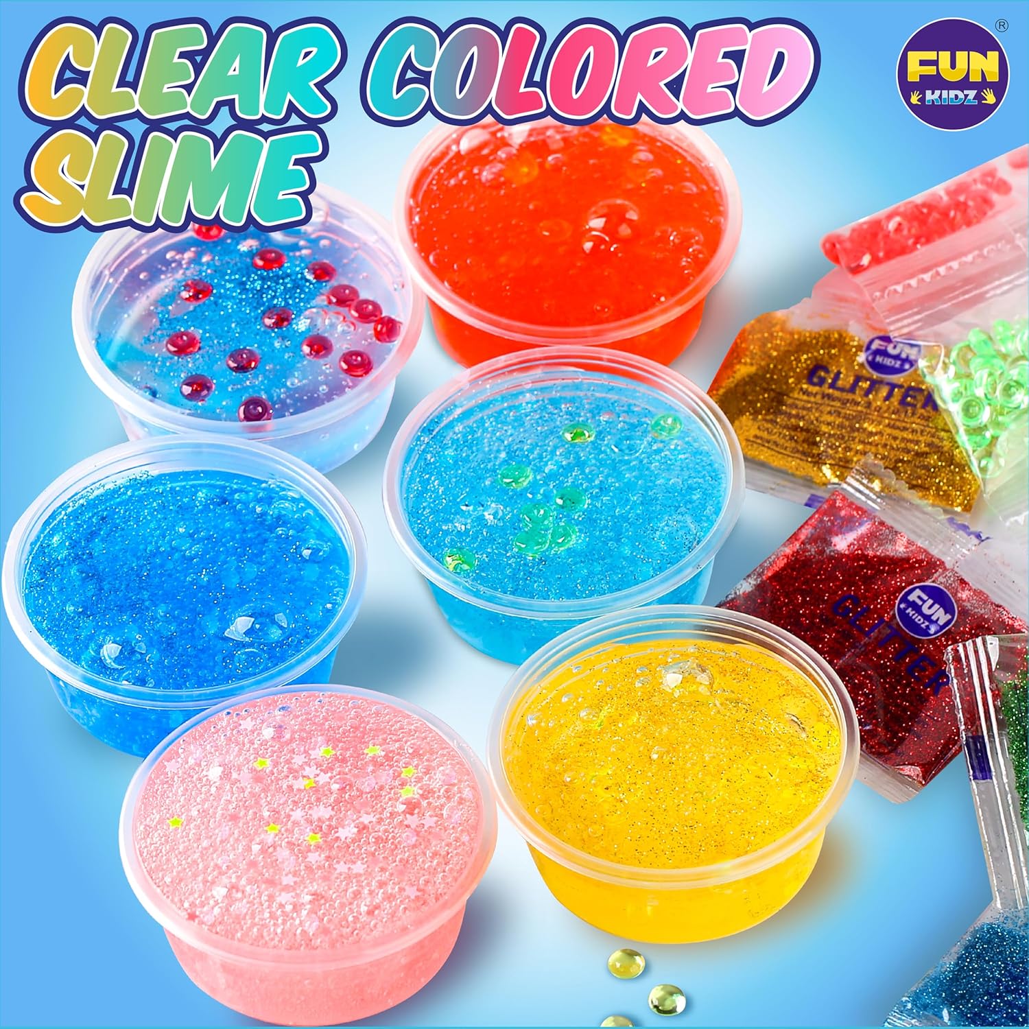 35.16 FL OZ Clear Slime for Kids 6-12, FunKidz 4 Pack Huge 1040 ML Glassy Slime Pack Toy Premade Water Crystal Slime Kit for Girls Boys Party Gift - Image 3