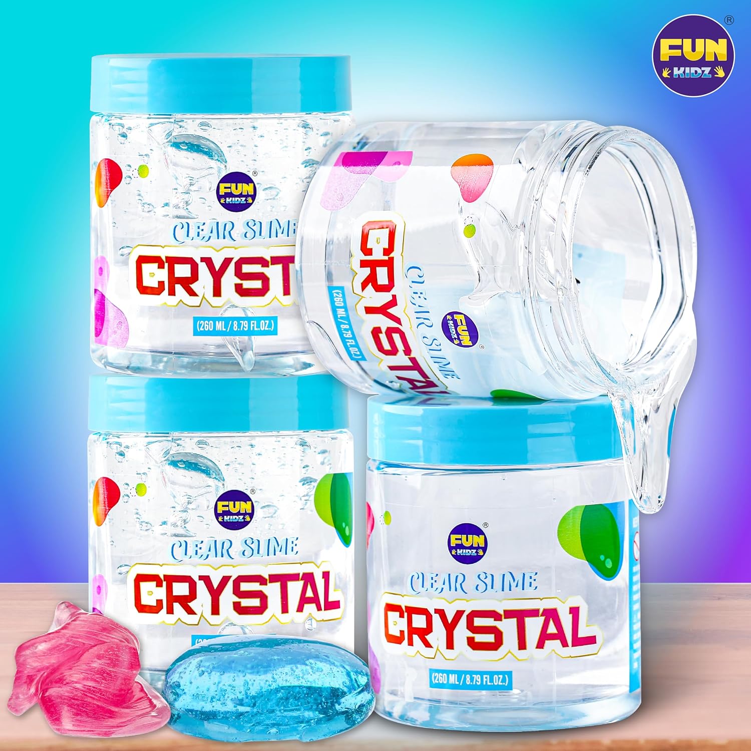 35.16 FL OZ Clear Slime for Kids 6-12, FunKidz 4 Pack Huge 1040 ML Glassy Slime Pack Toy Premade Water Crystal Slime Kit for Girls Boys Party Gift - Image 7