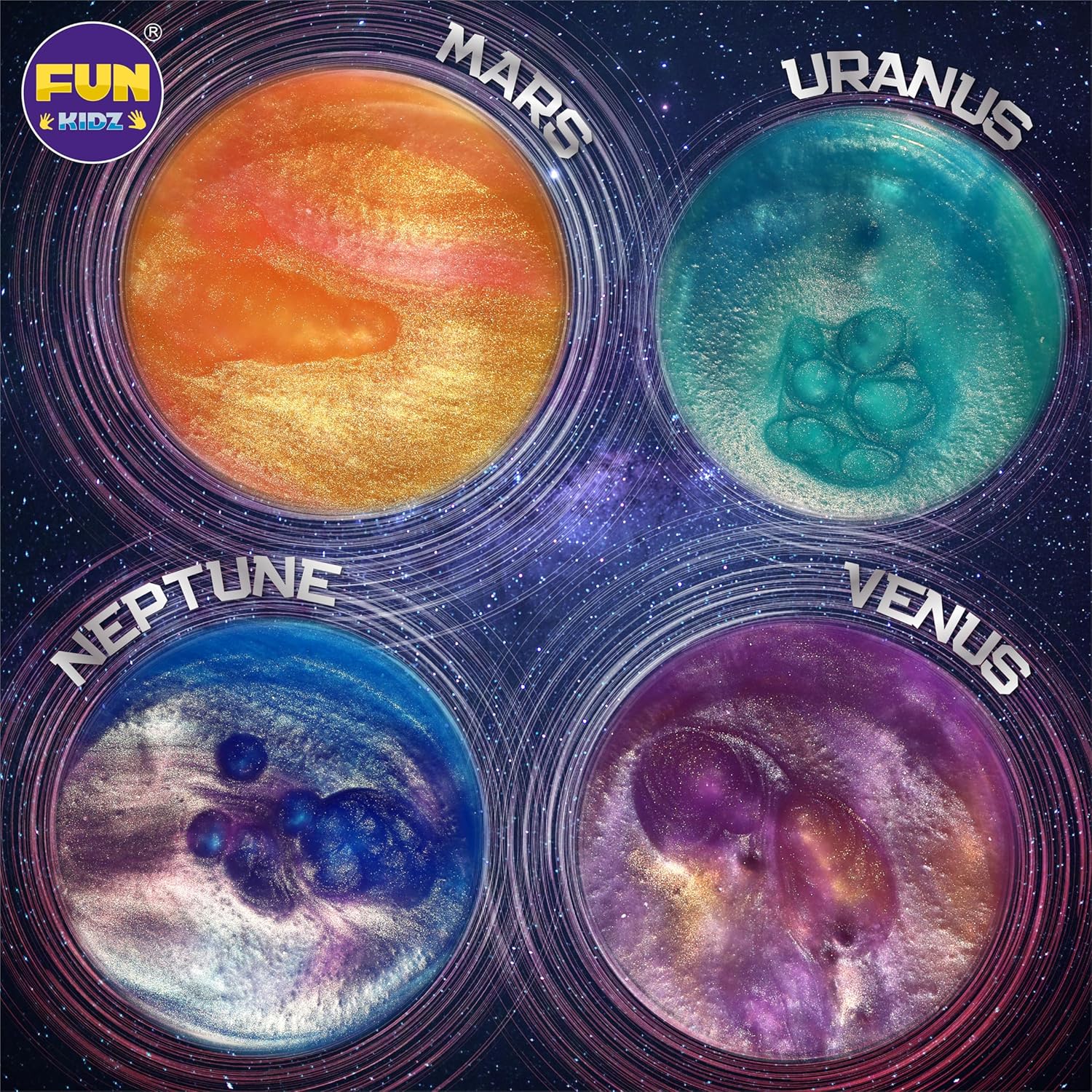 35.16 FL OZ Galaxy Glowing Slime for Kids, FunKidz 1040ML Premade Space Slime 8 Packs Toy for Girls Slime Kit with Neon, Glow, Metallic Fun Boys Craft Great Party Gifts