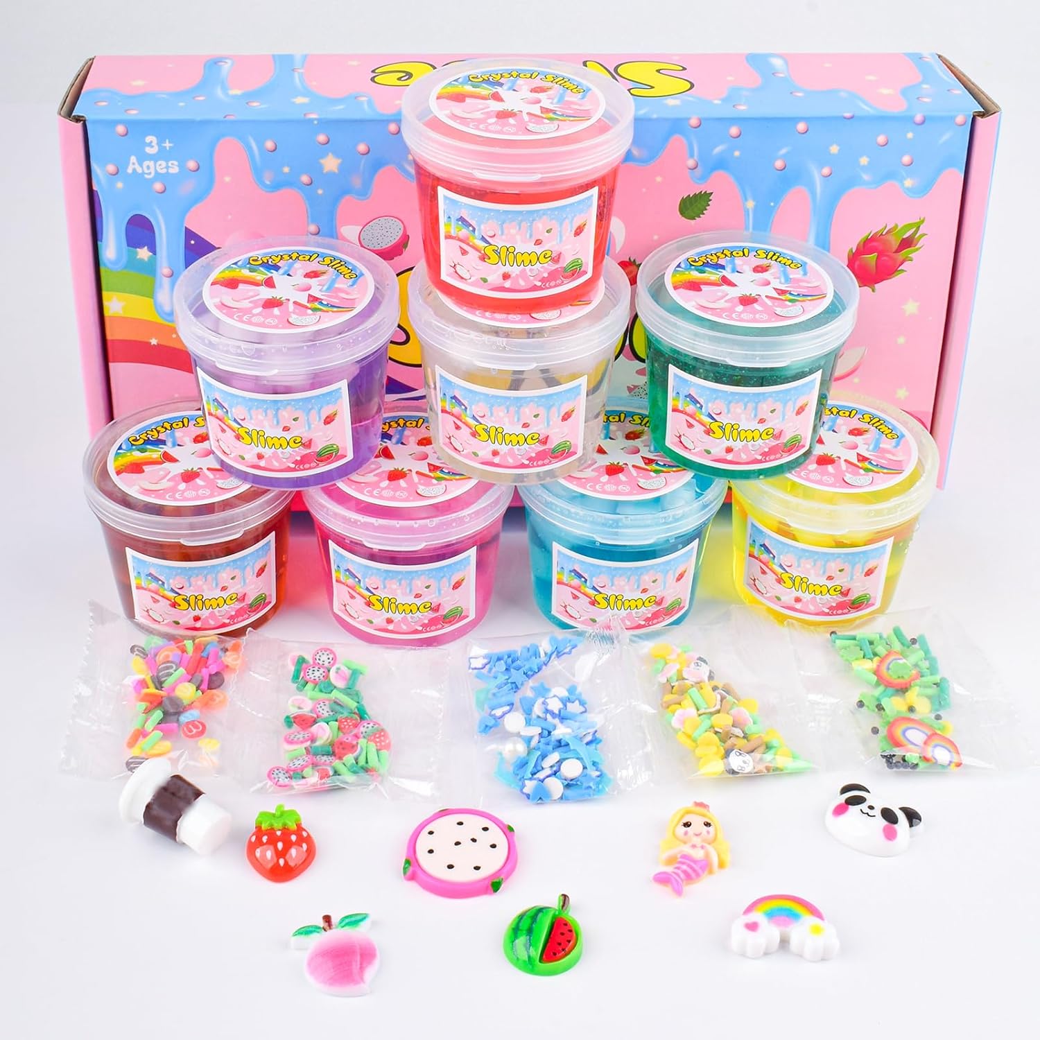Alternative view of 8 Pack Jelly Cube Clear Slime Kit, Crunchy Slime with Peach, Strawberry and Watermelon Charms, Super Soft and Non-Sticky, Stress Relief Toy, Party Favors for Girl Boys 4 5 6 7 8 9 10 11 12