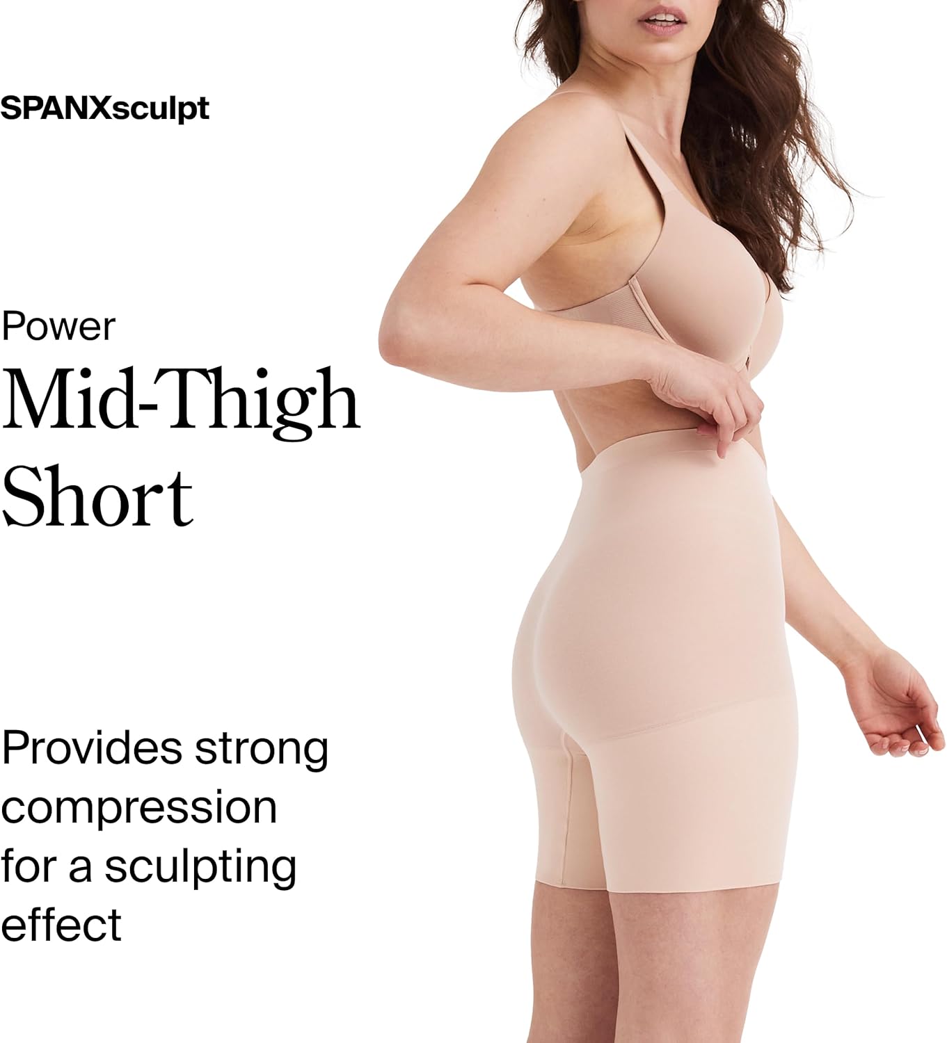 Spanx SPANXsculpt Seamless Power Mid-Thigh Short - Core Shapewear - Lightweight, All-Day Shaping & Support - No Panty Lines