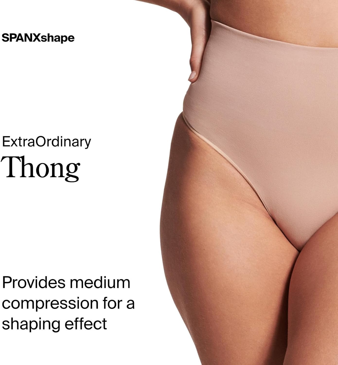 SPANXshape ExtraOrdinary Thong - Sculpting with Compression - Women's Shapewear Underwear - Recycled Nylon Fabric Blend